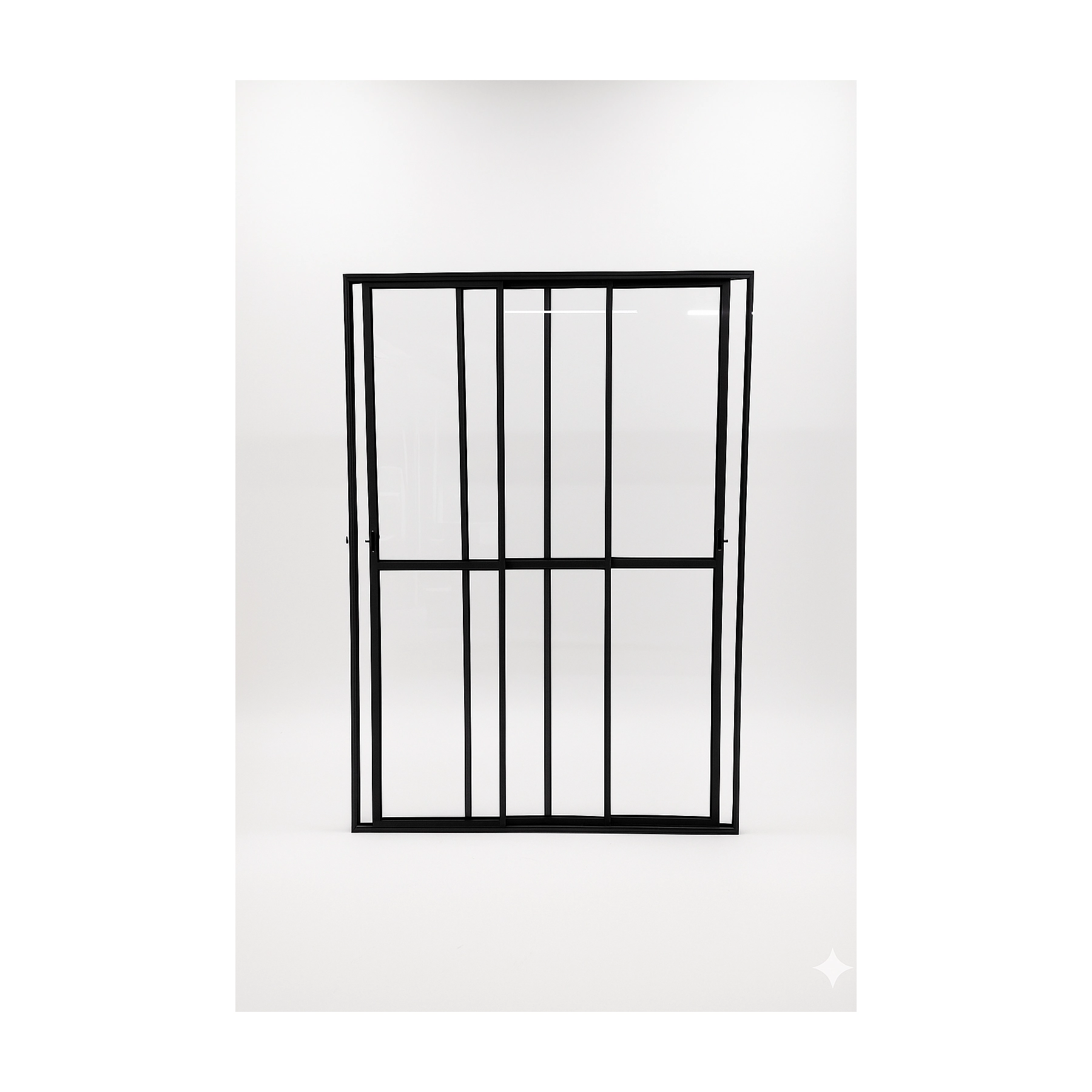 Porta Sacada 3 Folhas De Vidro Aluminio Preto C/ Trinco 2,10x1,20