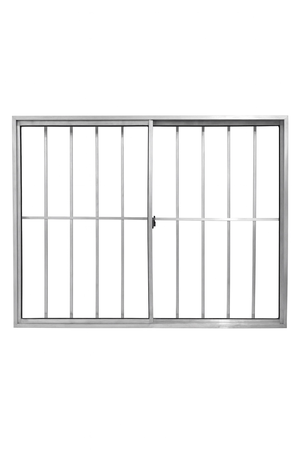 Vitrô 2 Folhas De Correr Aluminio Brilhante Com Grade 1,00x1,20