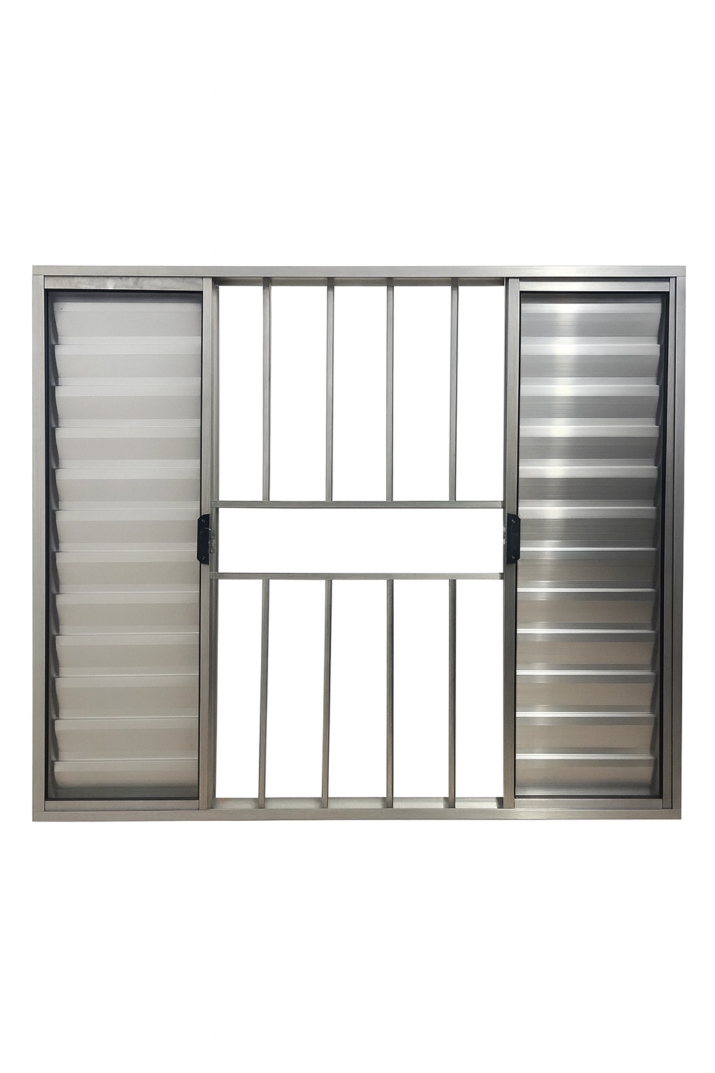 Veneziana 6 Folhas Aluminio Brilhante Com Grade 1,00x1,20