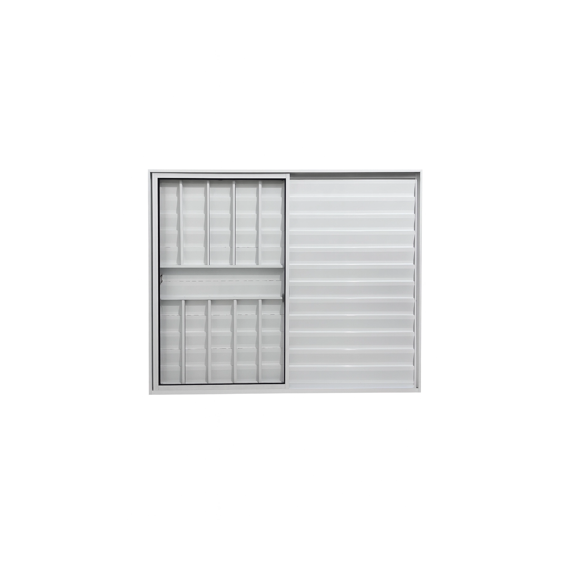 Veneziana 3 Folhas Aluminio Branco Com Grade 1,00x1,00