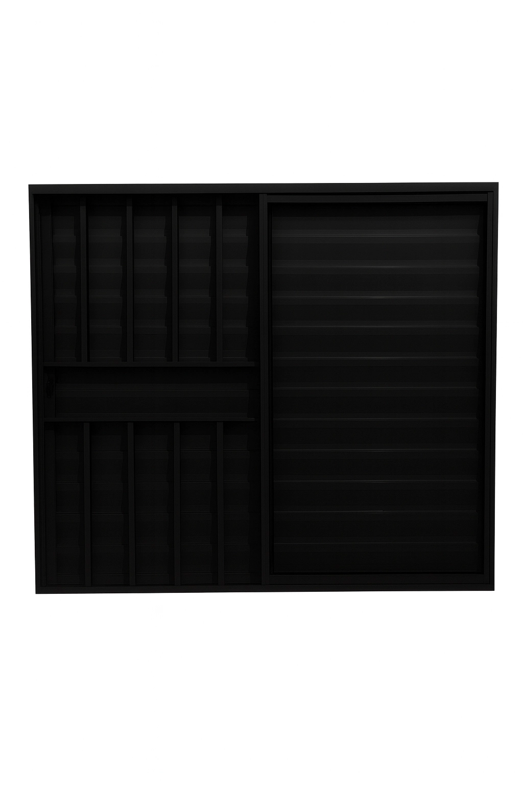 Veneziana 3 Folhas Aluminio Preto Com Grade 1,00x1,00