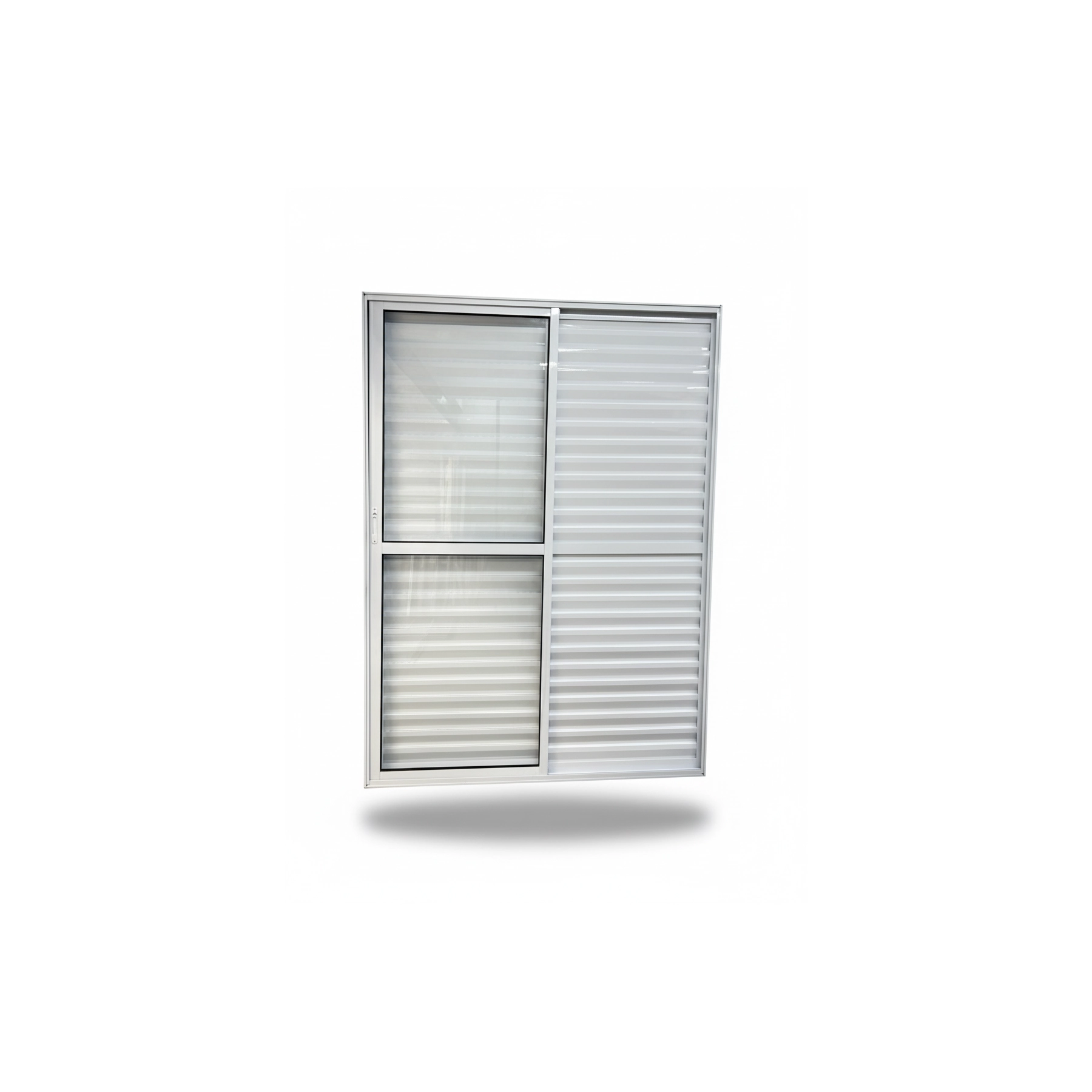 Porta Balcão 3 Folhas Aluminio Branco Com Fechadura 2,10x1,50 Linha 25