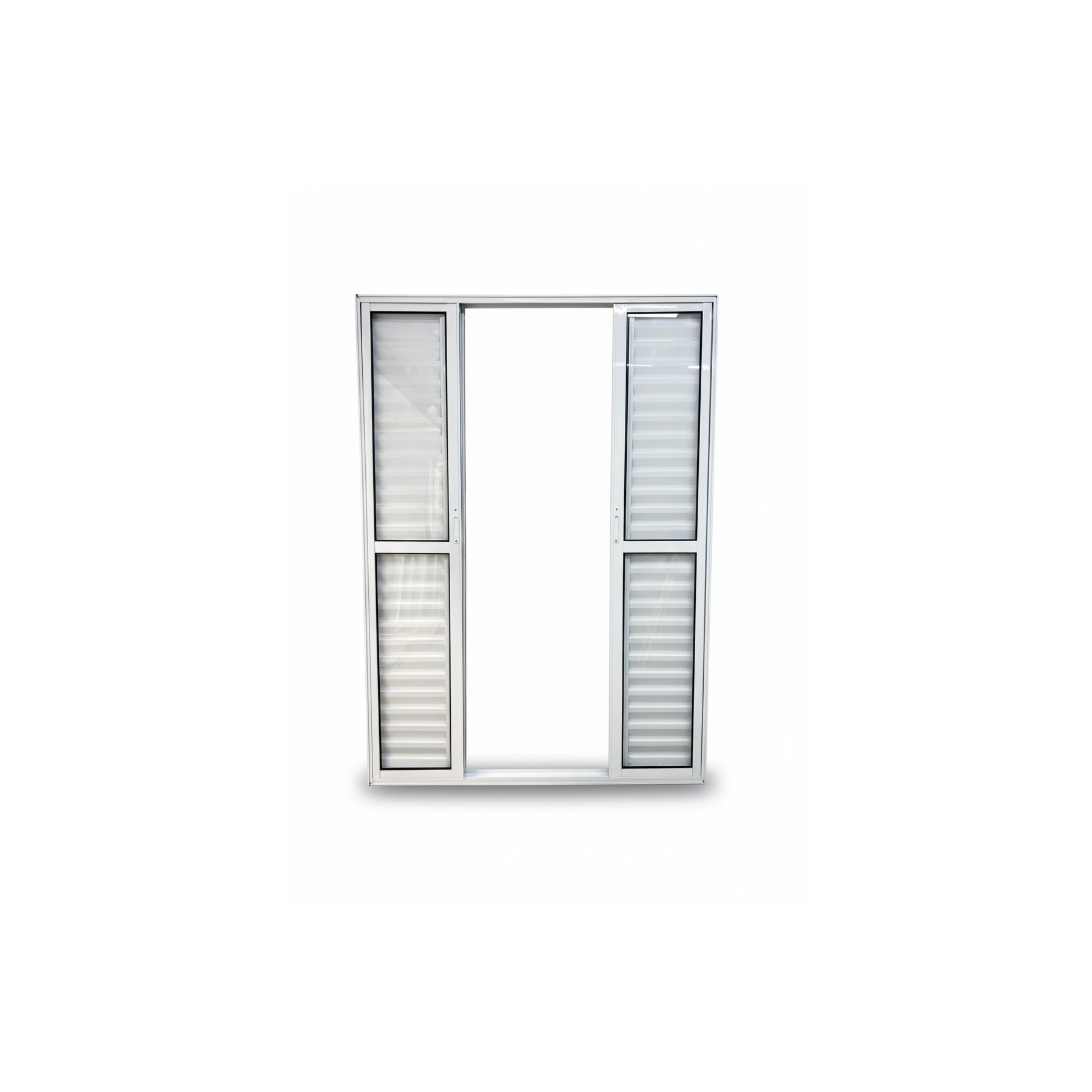 Porta Balcão 6 Folhas Aluminio Branco Com Fechadura 2,10x1,50 Linha 25