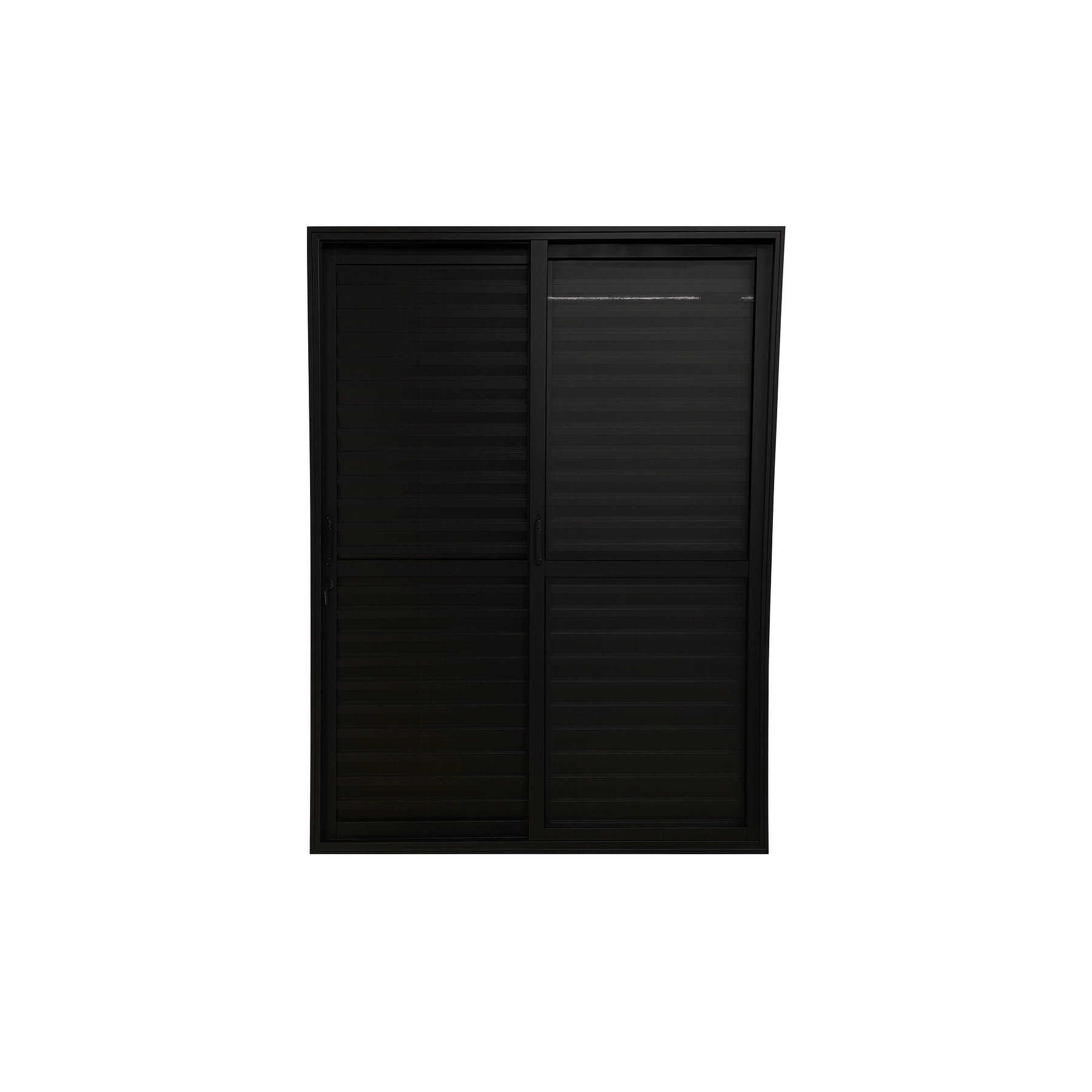 Porta Balcão 3 Folhas Aluminio Preto Com Fechadura 2,10x1,50 Linha 25