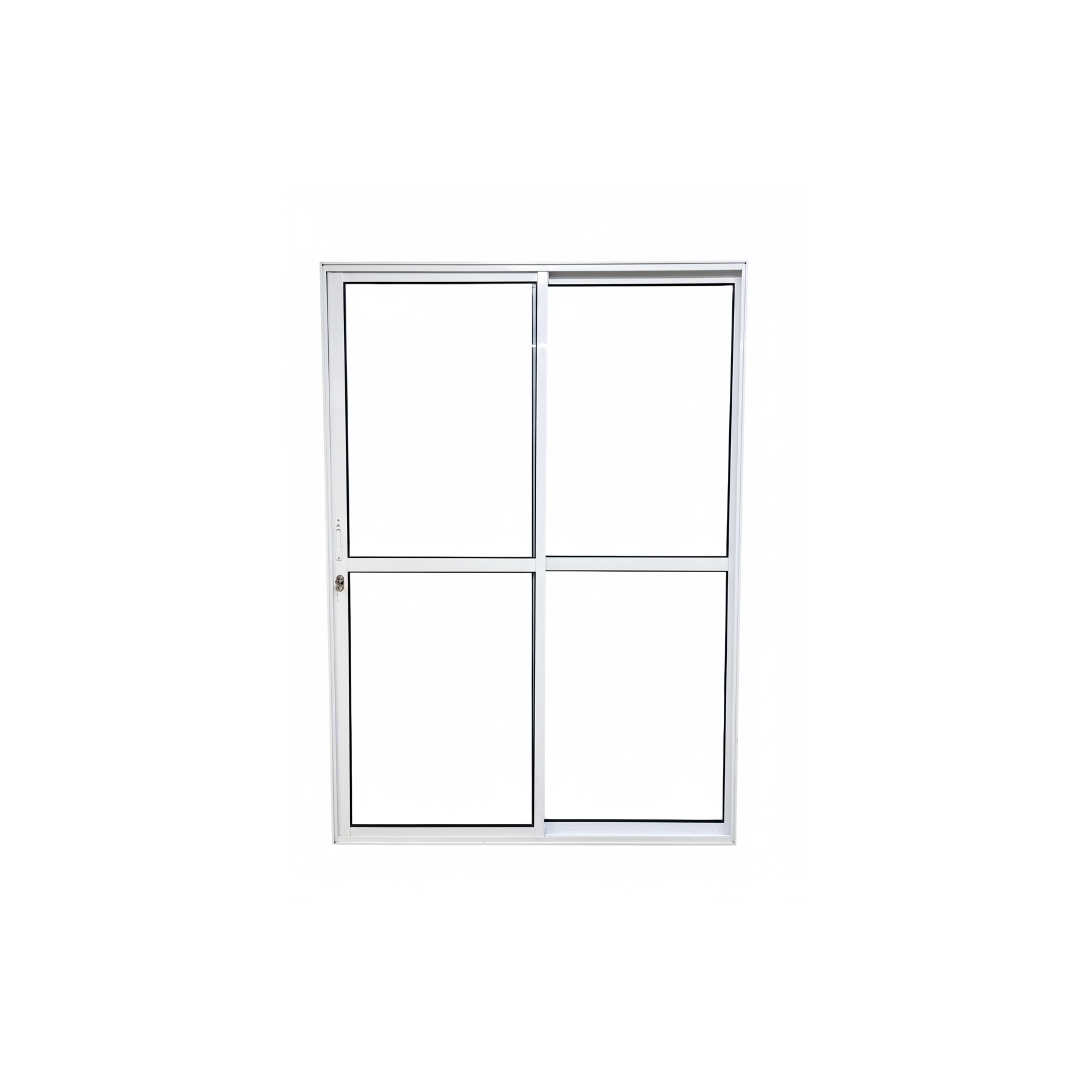 Porta Sacada 2 Folhas Móveis Aluminio Branco Com Fechadura 2,10x1,50 Linha 25