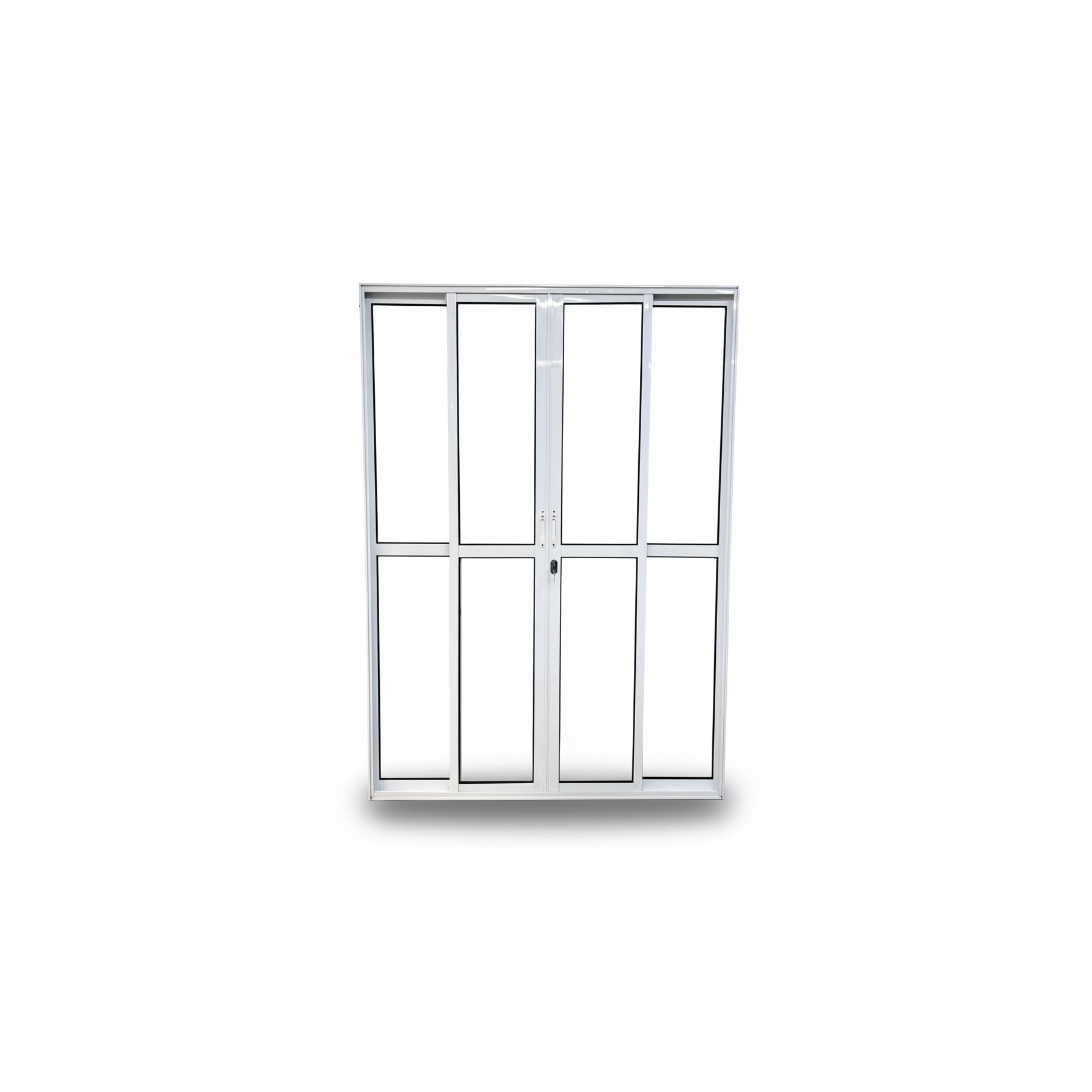 Porta Sacada 4 Folhas Aluminio Branco Com Fechadura 2,10x1,80 Linha 25