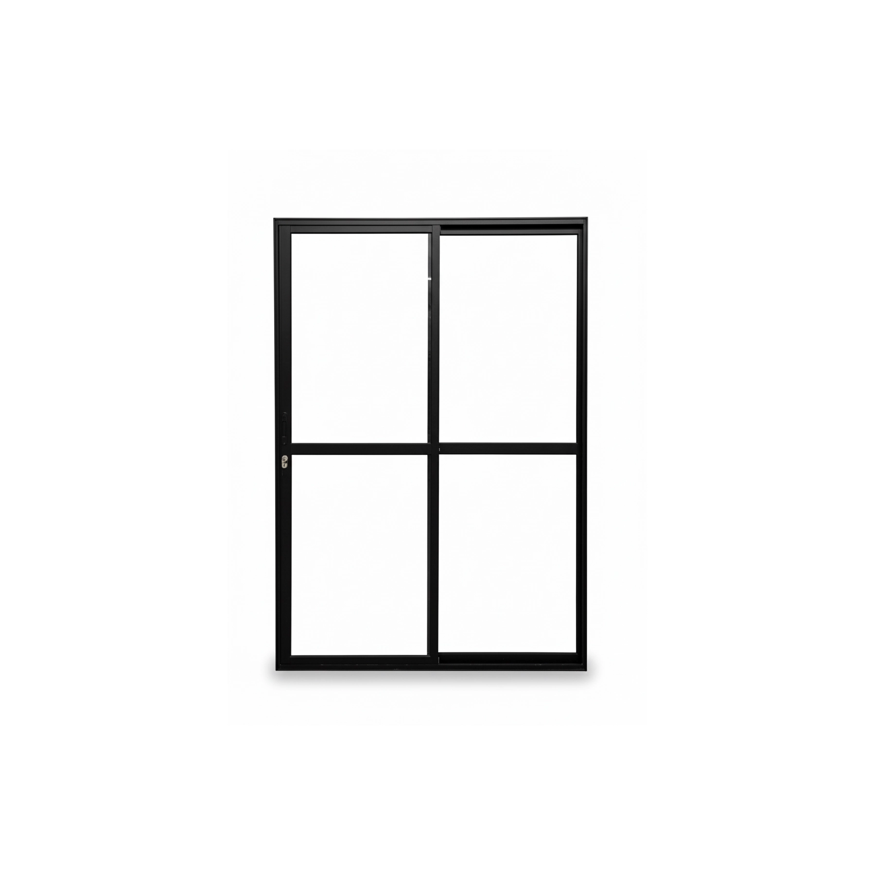 Porta Sacada 2 Folhas Móveis Aluminio Preto Com Fechadura 2,10x1,50 Linha 25