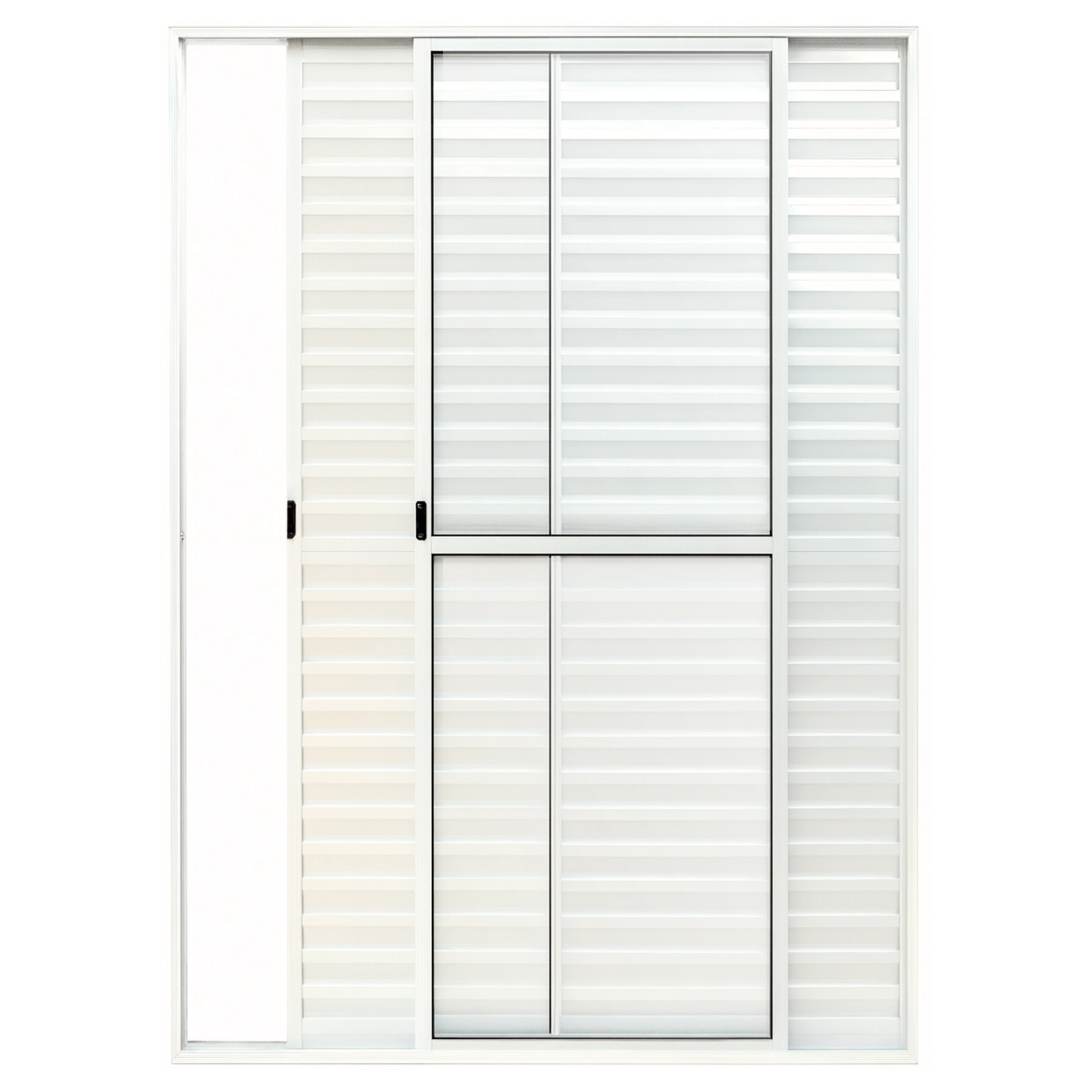 Porta Balcão De Aluminio Branco 3 Folhas Com Trinco 2,10x1,20
