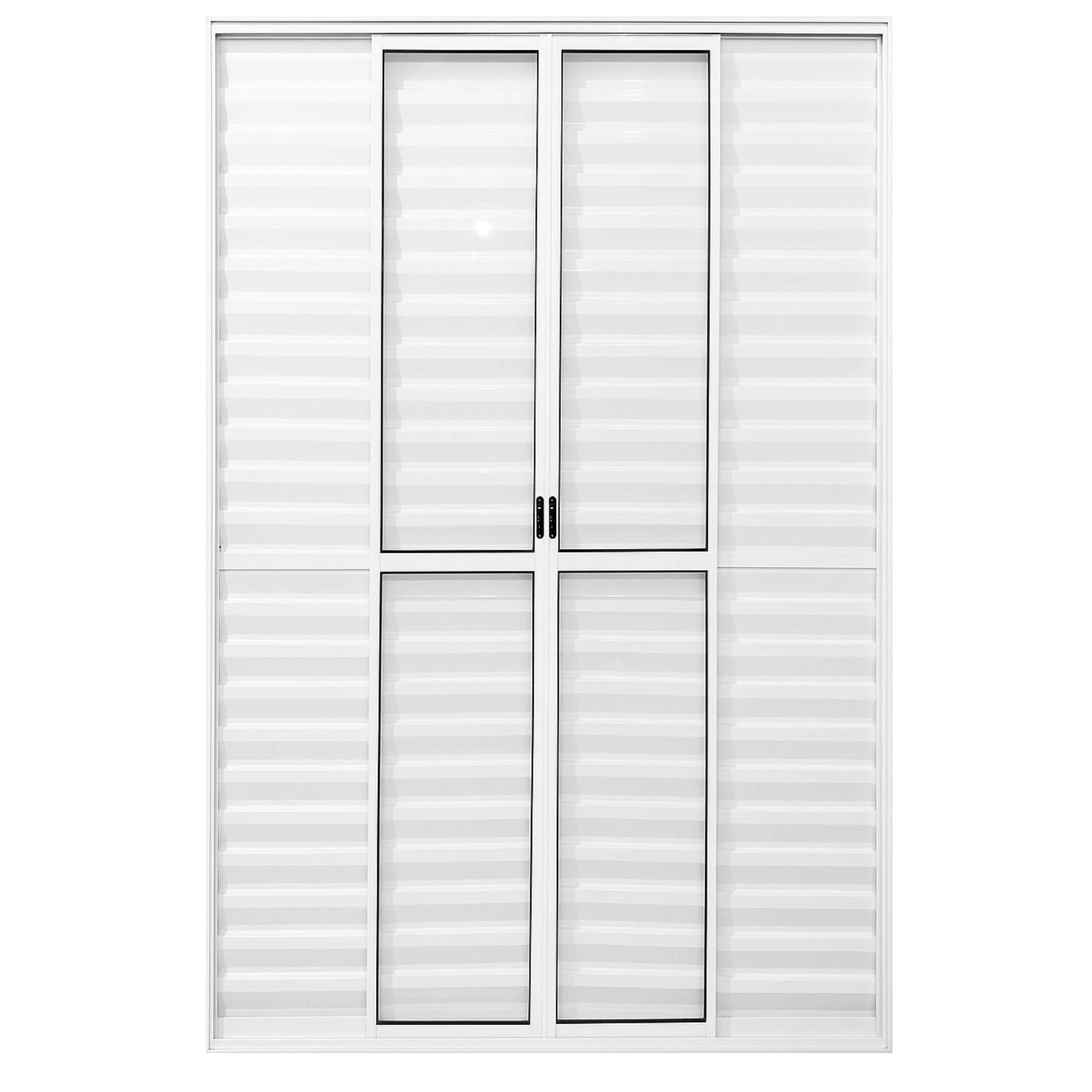 Porta Balcão De Aluminio Branco 6 Folhas Com Trinco 2,10x1,80