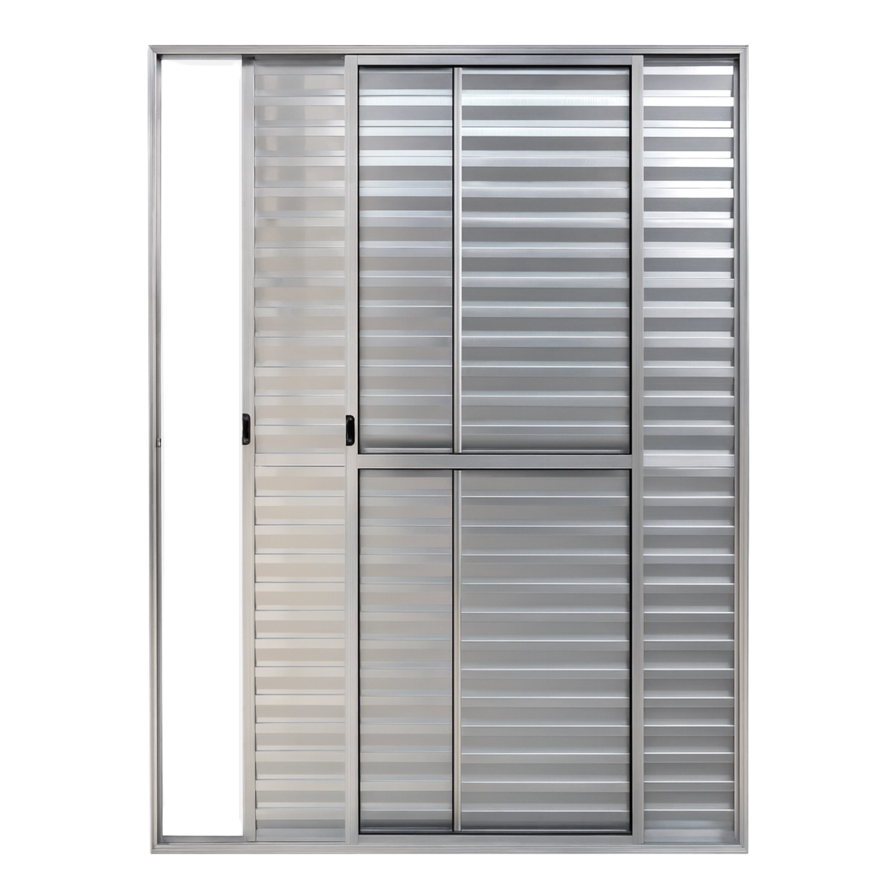 Porta Balcão De Aluminio Brilhante 3 Folhas Com Trinco 2,10x1,20