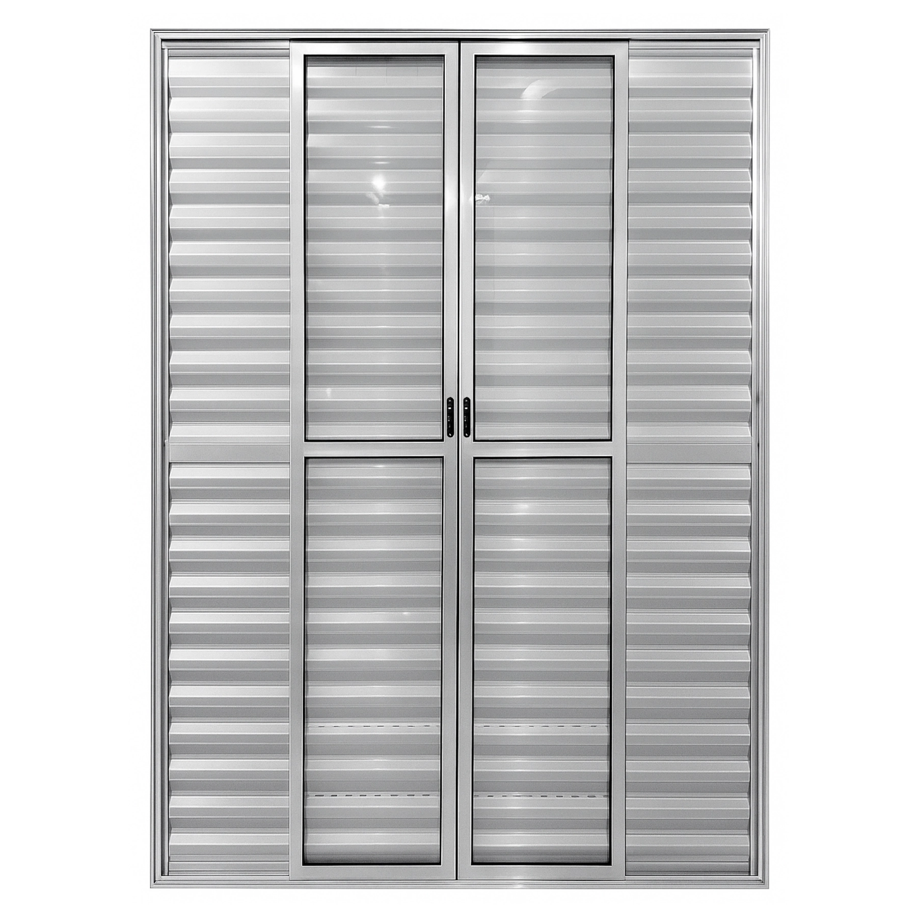 Porta Balcão De Aluminio Brilhante 6 Folhas Com Trinco 2,10x1,50