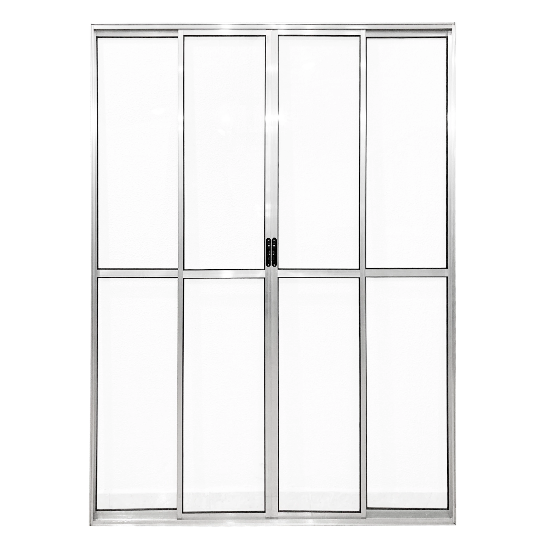 Porta Sacada De Aluminio Brilhante 4 Folhas Com Trinco 2,10x1,80