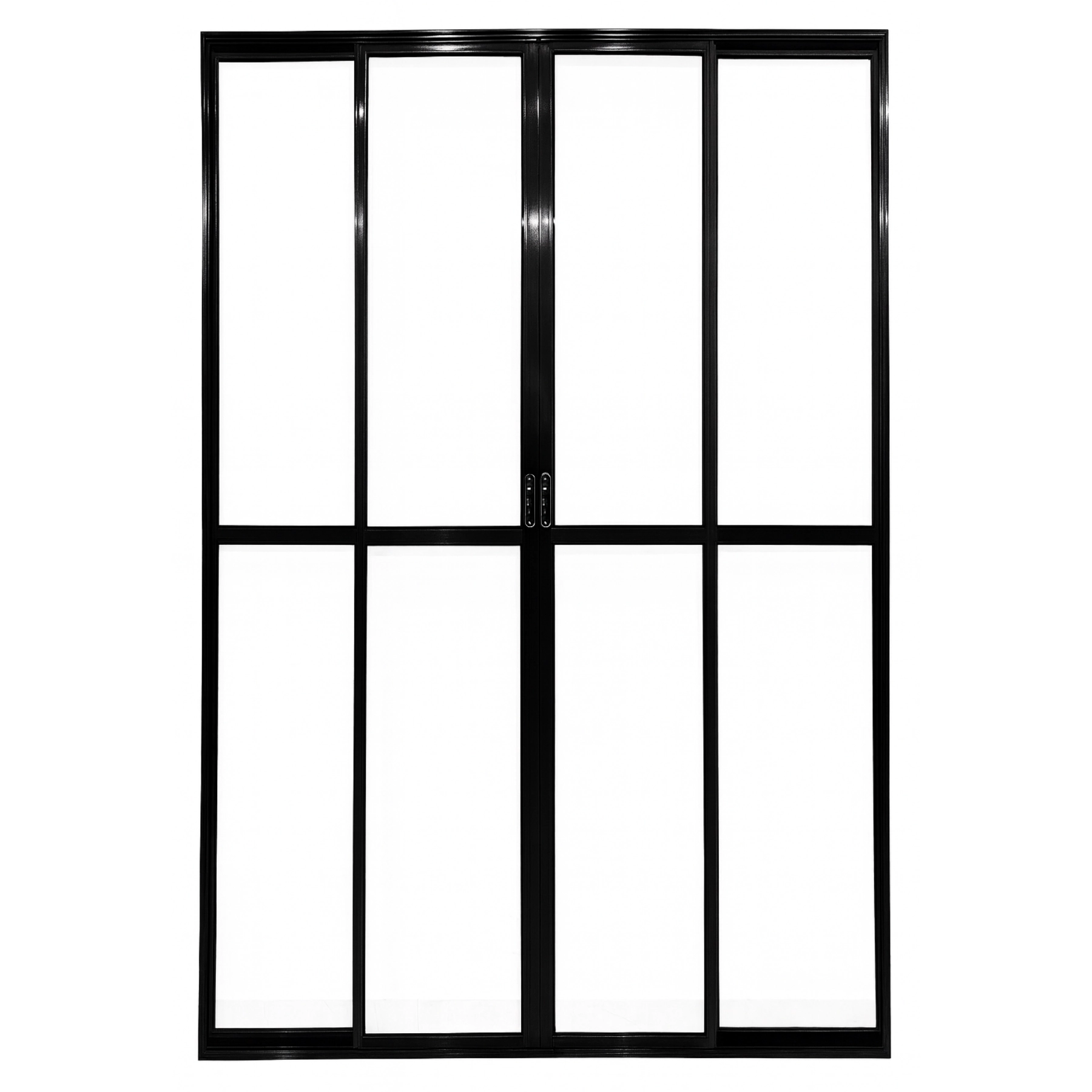 Porta Sacada De Aluminio Preto 4 Folhas Com Trinco 2,10x2,00