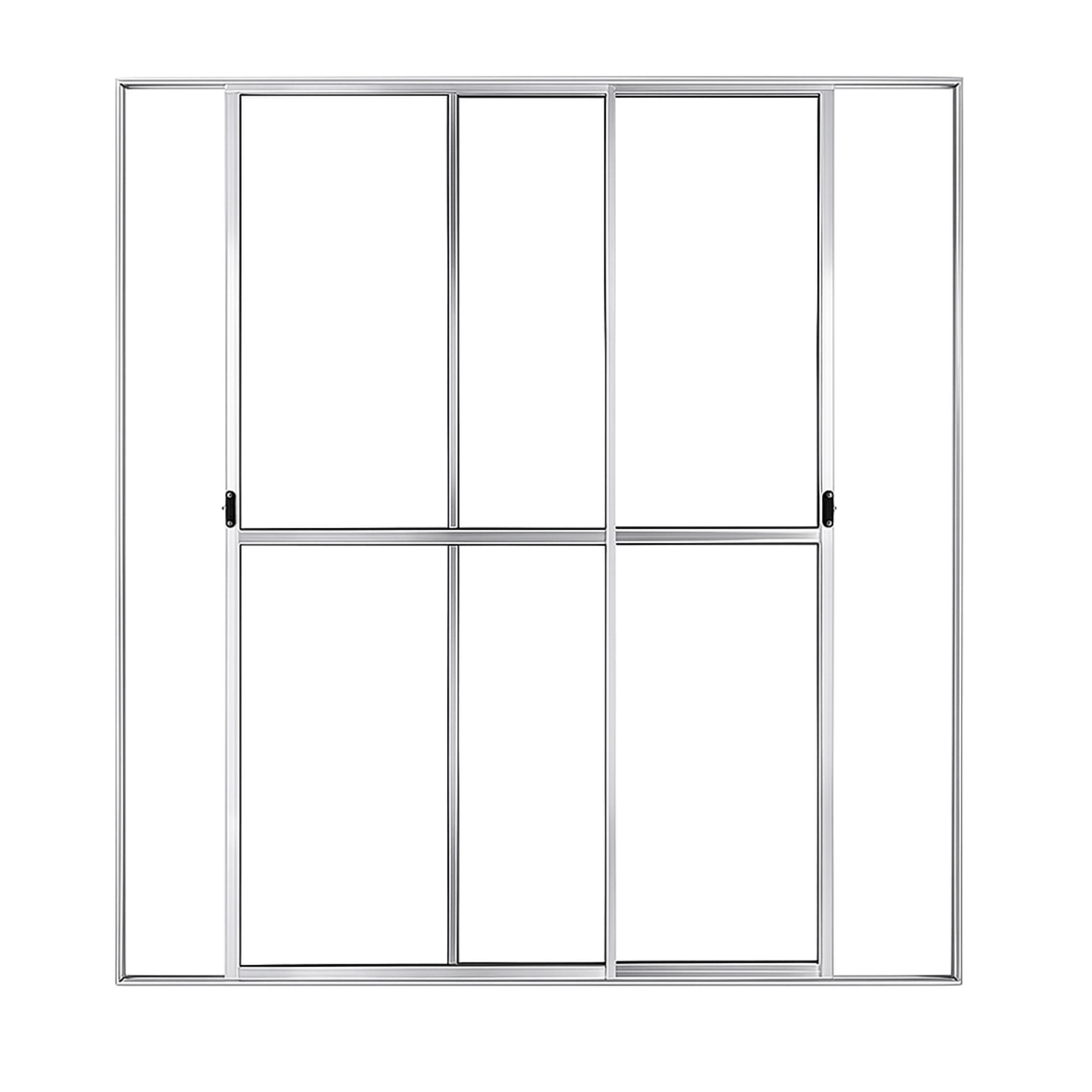 Porta Sacada De Aluminio Brilhante 2 Folhas Móveis Com Trinco 2,10x1,50