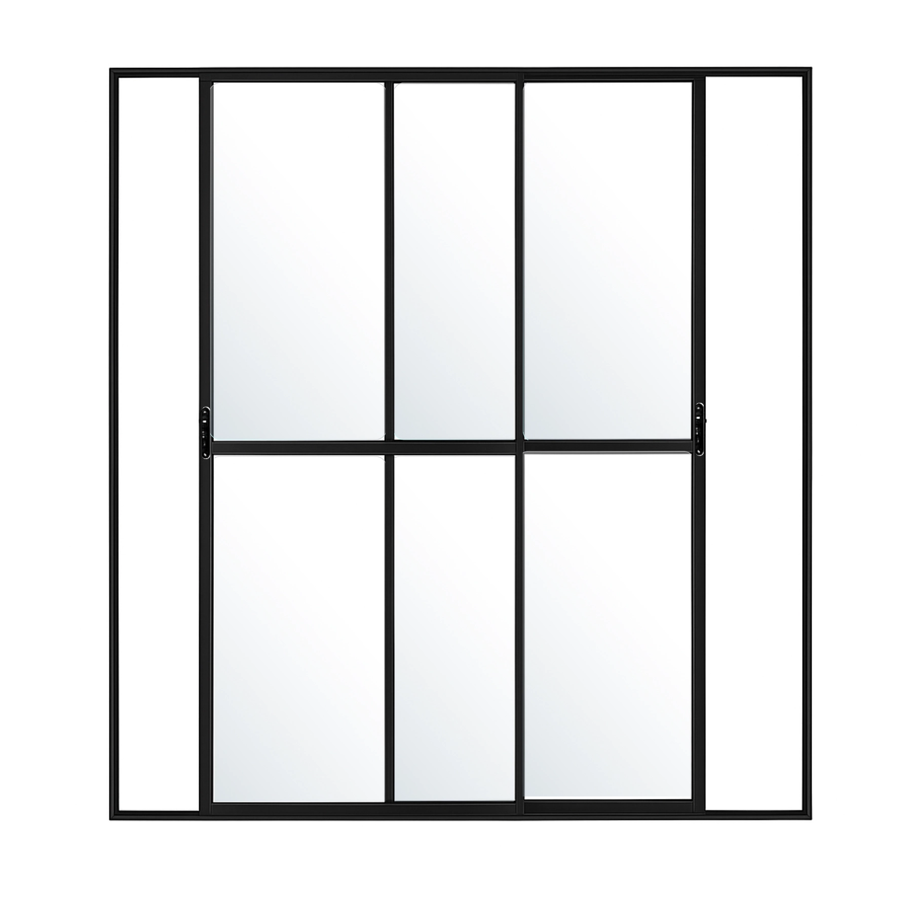 Porta Sacada De Aluminio Preto 2 Folhas Móveis Com Trinco 2,10x1,20