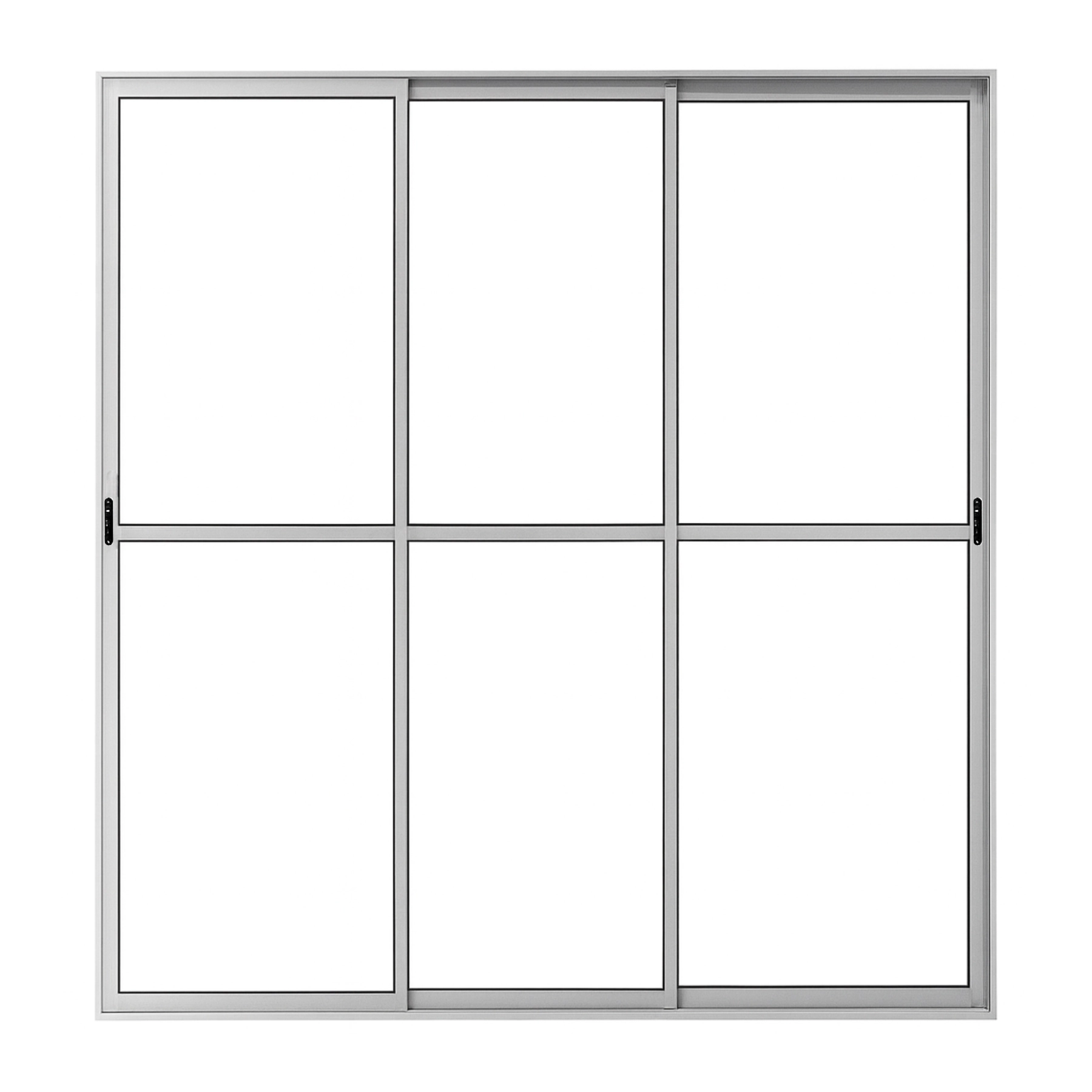 Porta Sacada De Aluminio Brilhante 3 Folhas Móveis De Vidro Com Trinco 2,10x1,50