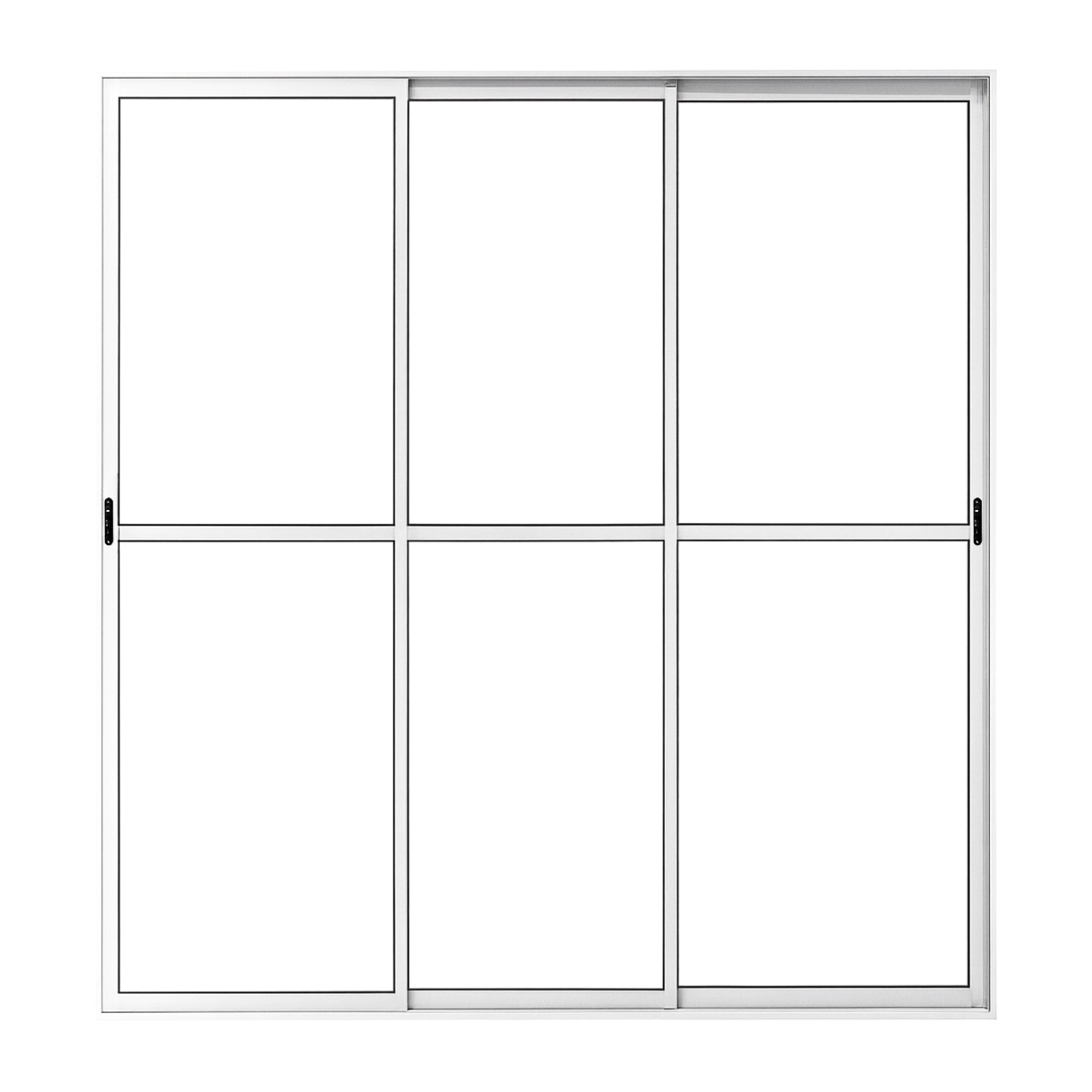 Porta Sacada De Aluminio Branco 3 Folhas Móveis De Vidro Com Trinco 2,10x1,20