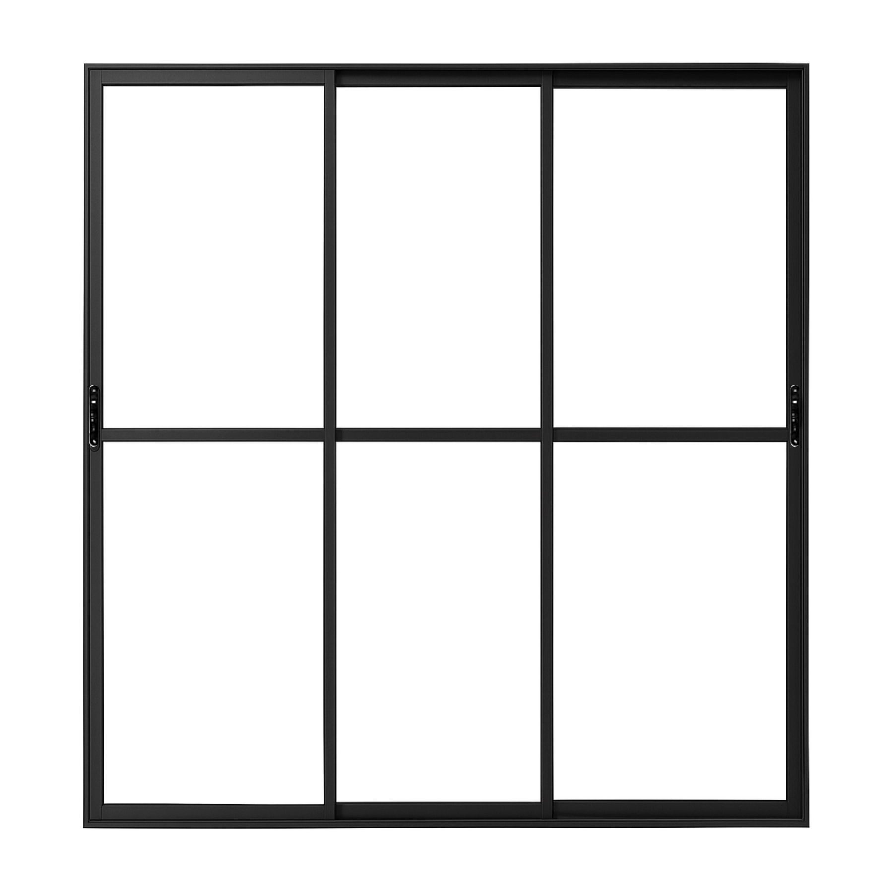 Porta Sacada De Aluminio Preto 3 Folhas Móveis De Vidro Com Trinco 2,10x1,50