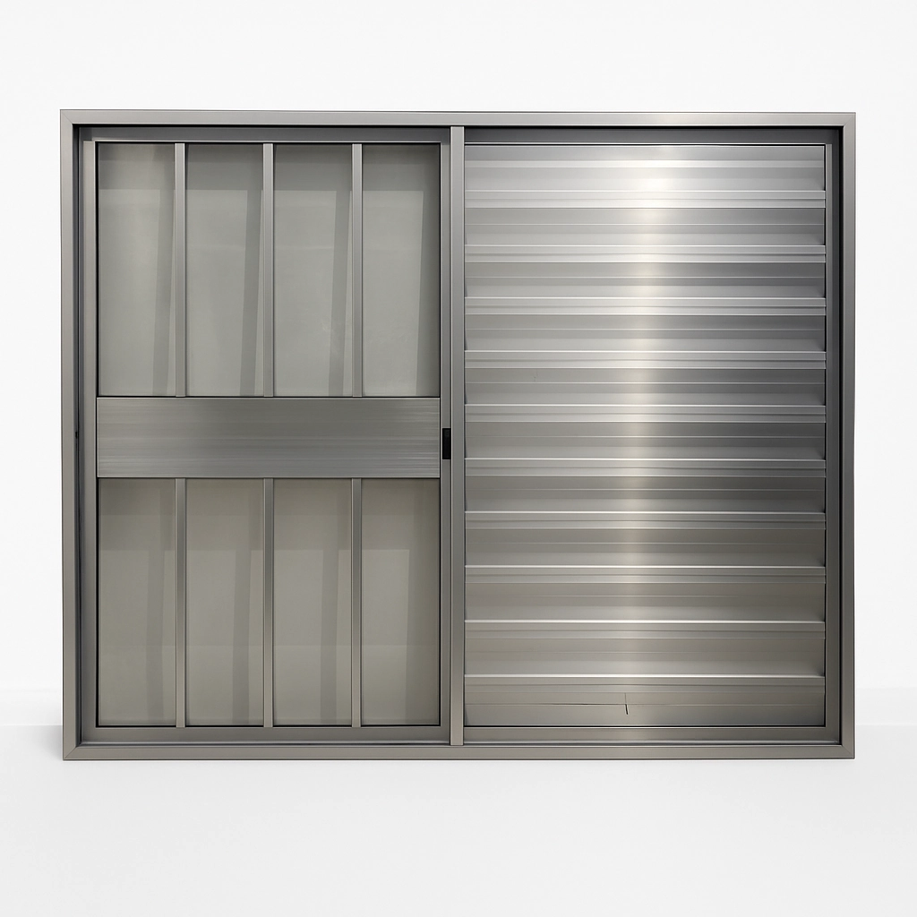 Veneziana 3 Folhas Aluminio Brilhante Com Grade 1,00x1,50