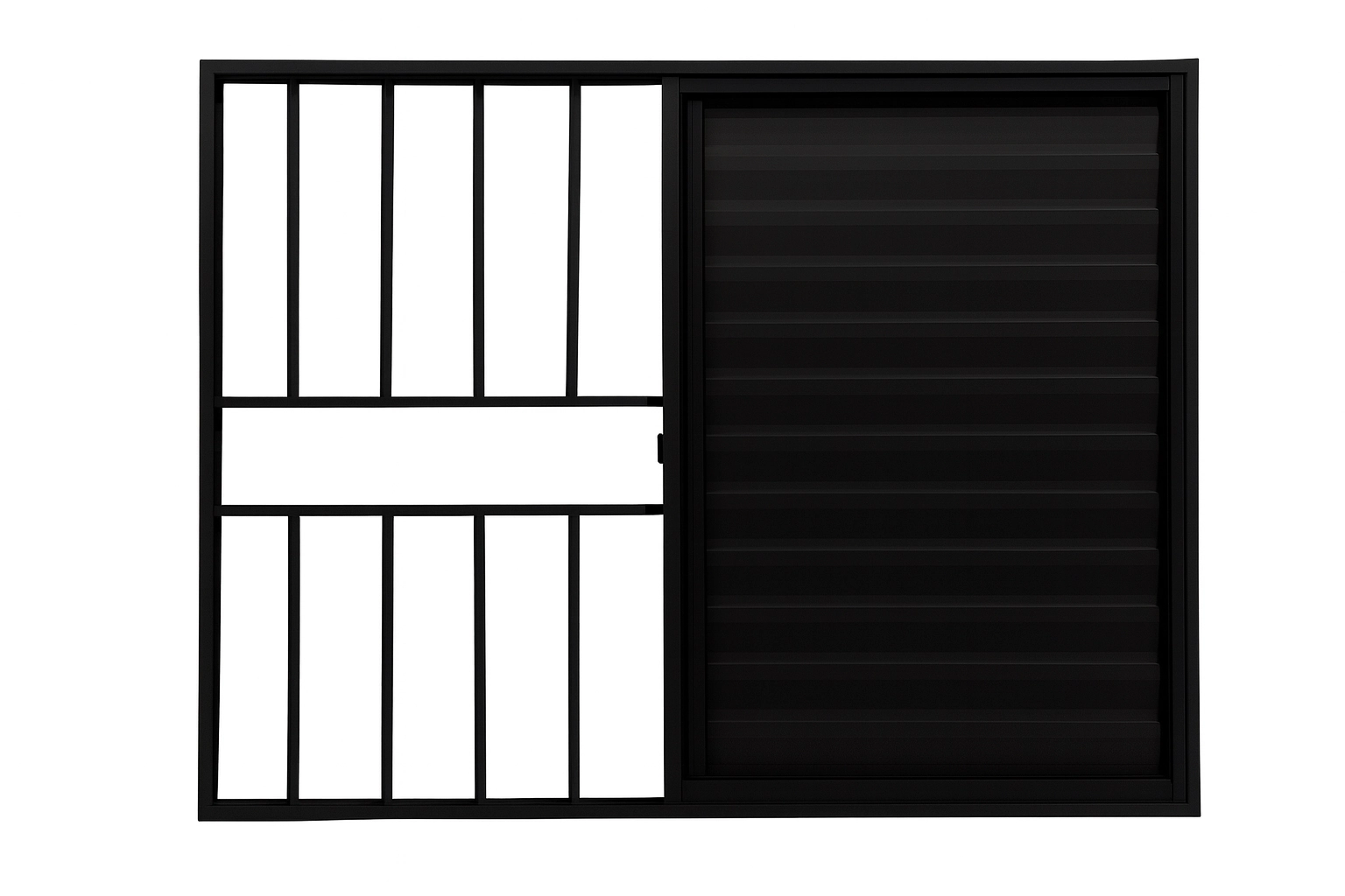 Veneziana 3 Folhas Aluminio Preto Com Grade 1,00x1,20