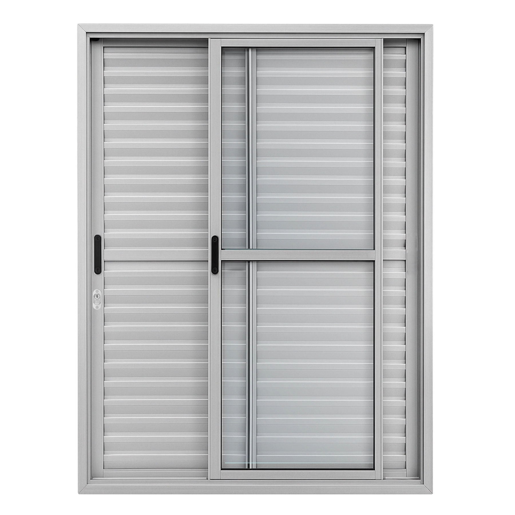 Porta Balcão De Aluminio Brilhante 3 Folhas Linha 25 Com Fechadura 2,10x1,20