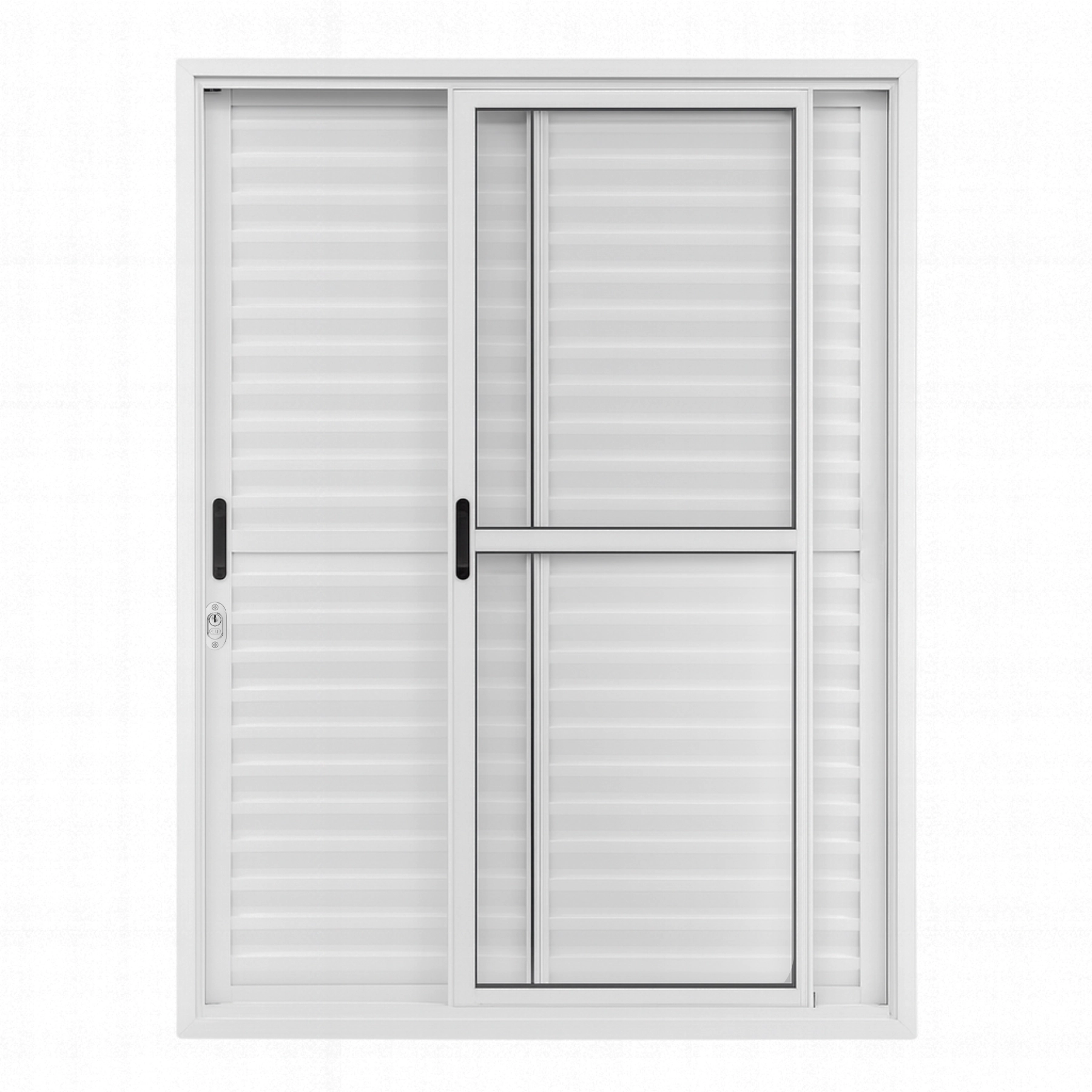 Porta Balcão De Aluminio Branco 3 Folhas Linha 25 Com Fechadura 2,10x1,50