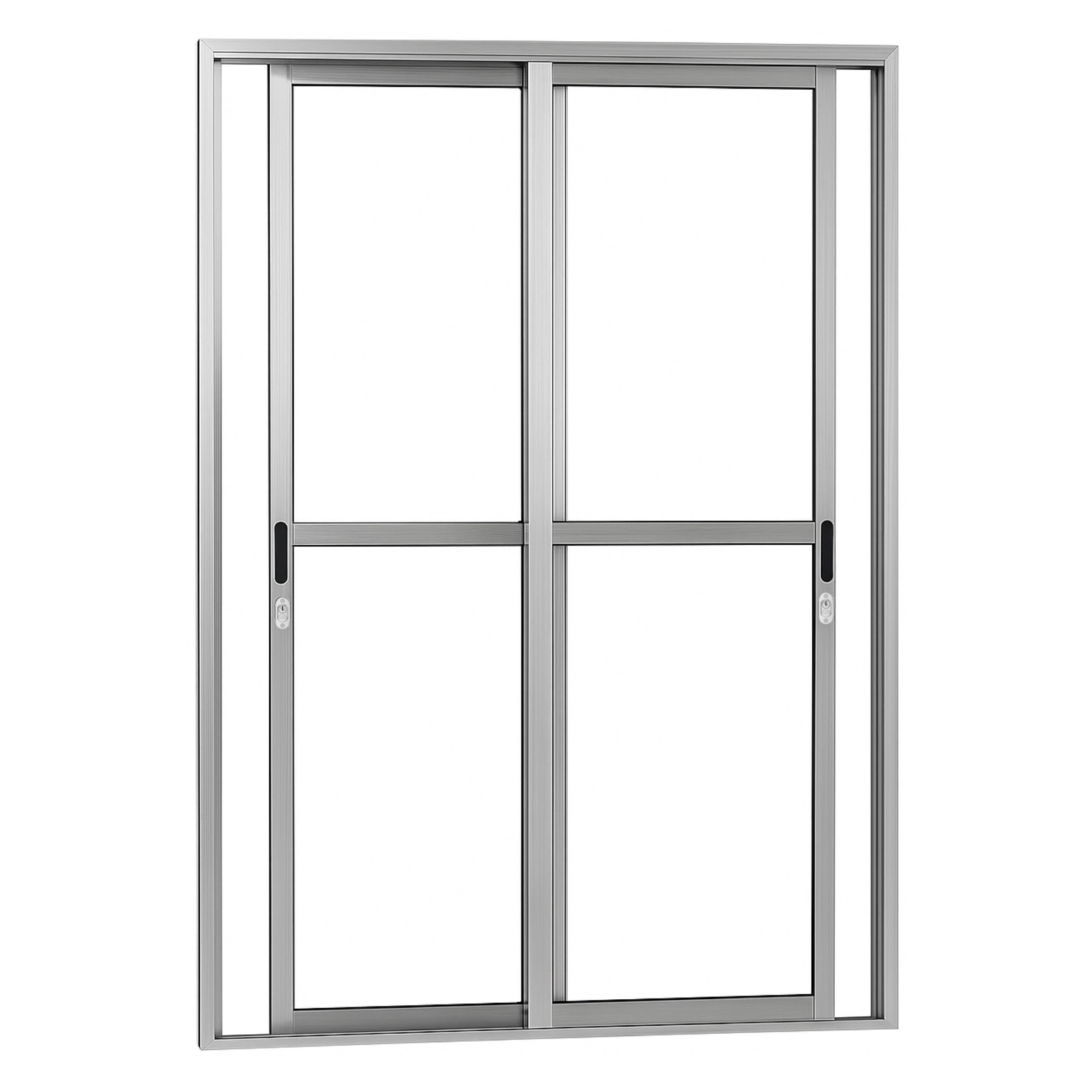 Porta Sacada De Aluminio Brilhante 2 Folhas Móveis Linha 25 Com Fechadura 2,10x1,50