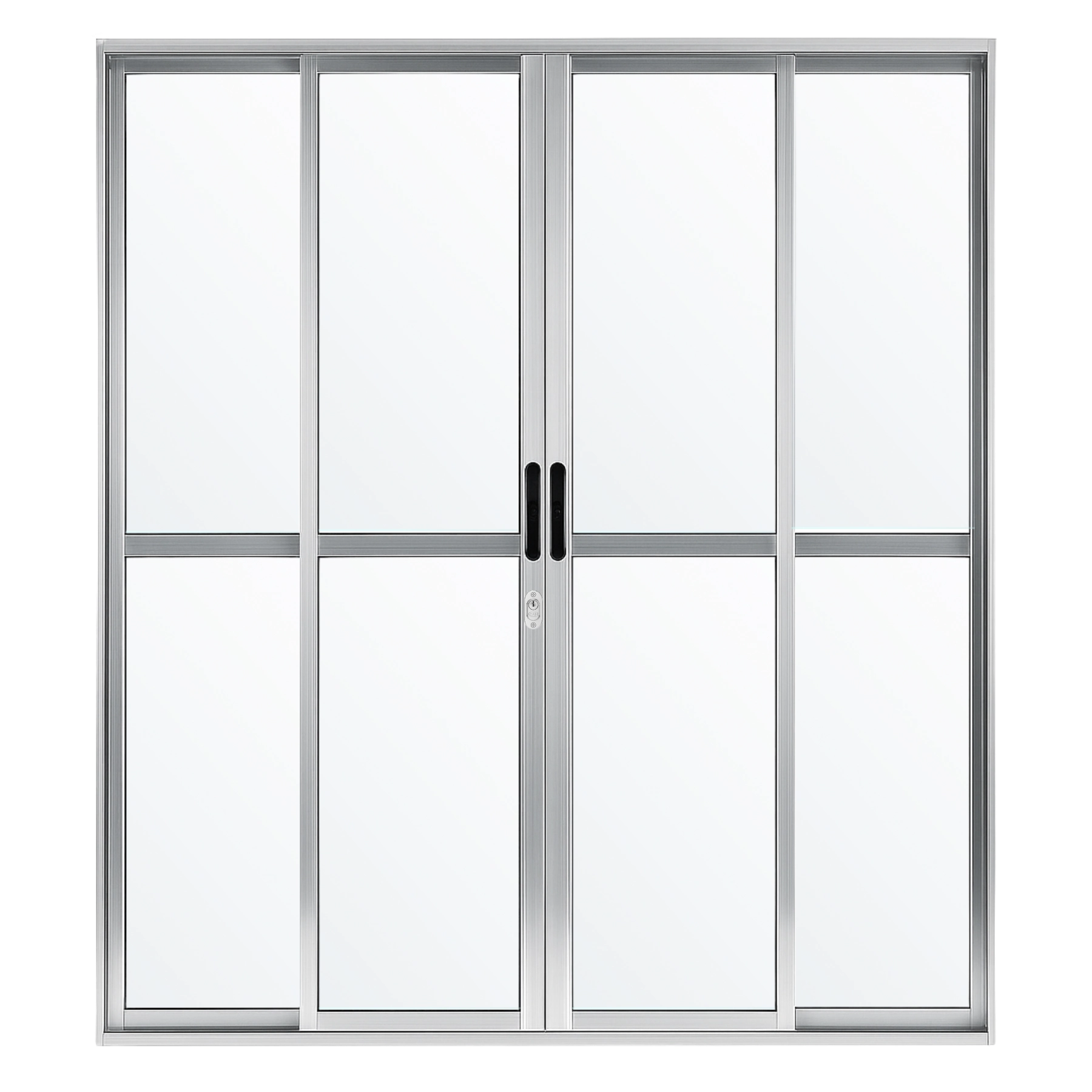 Porta Sacada De Aluminio Brilhante 4 Folhas Linha 25 Com Fechadura 2,10x2,00