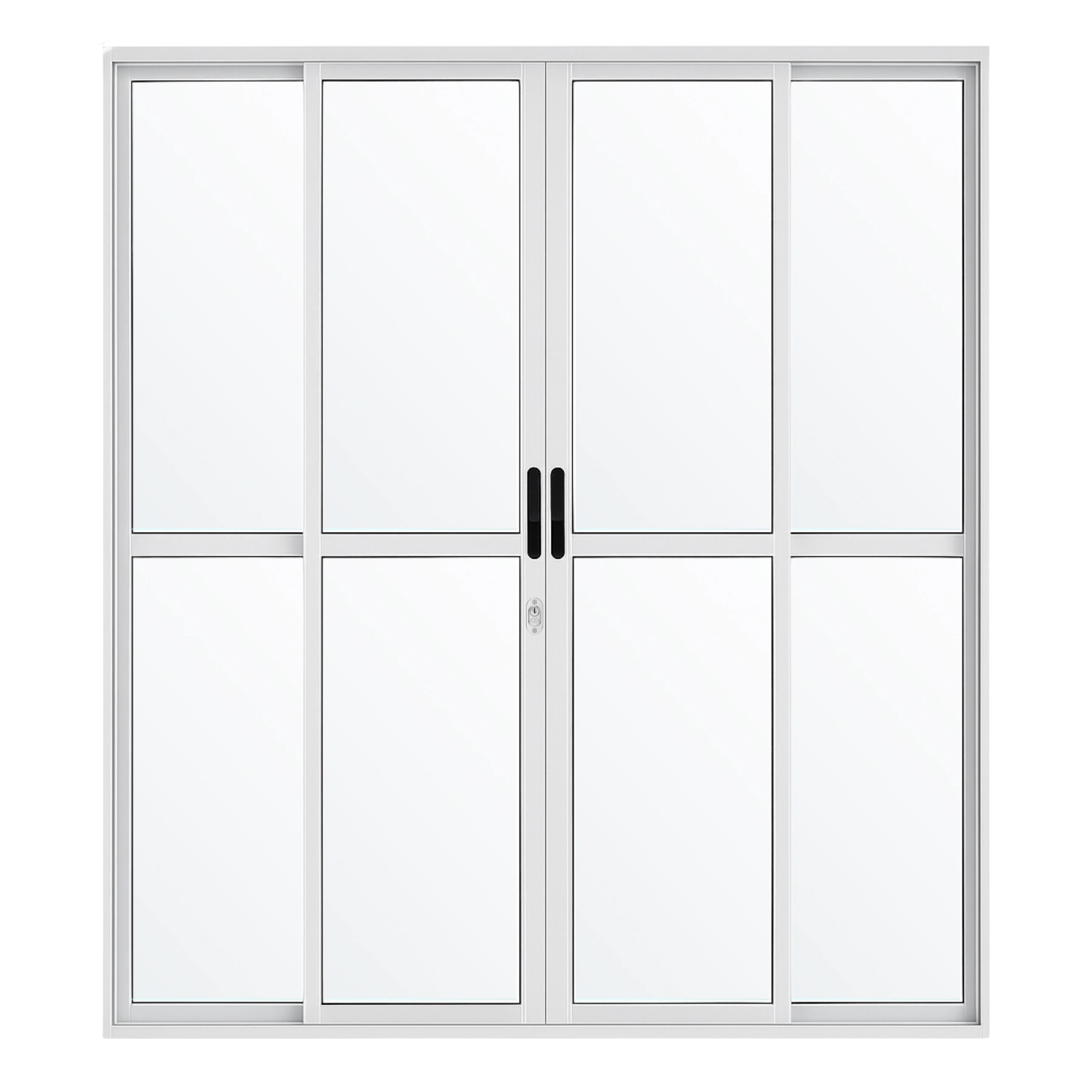 Porta Sacada De Aluminio Branco 4 Folhas Linha 25 Com Fechadura 2,10x1,80