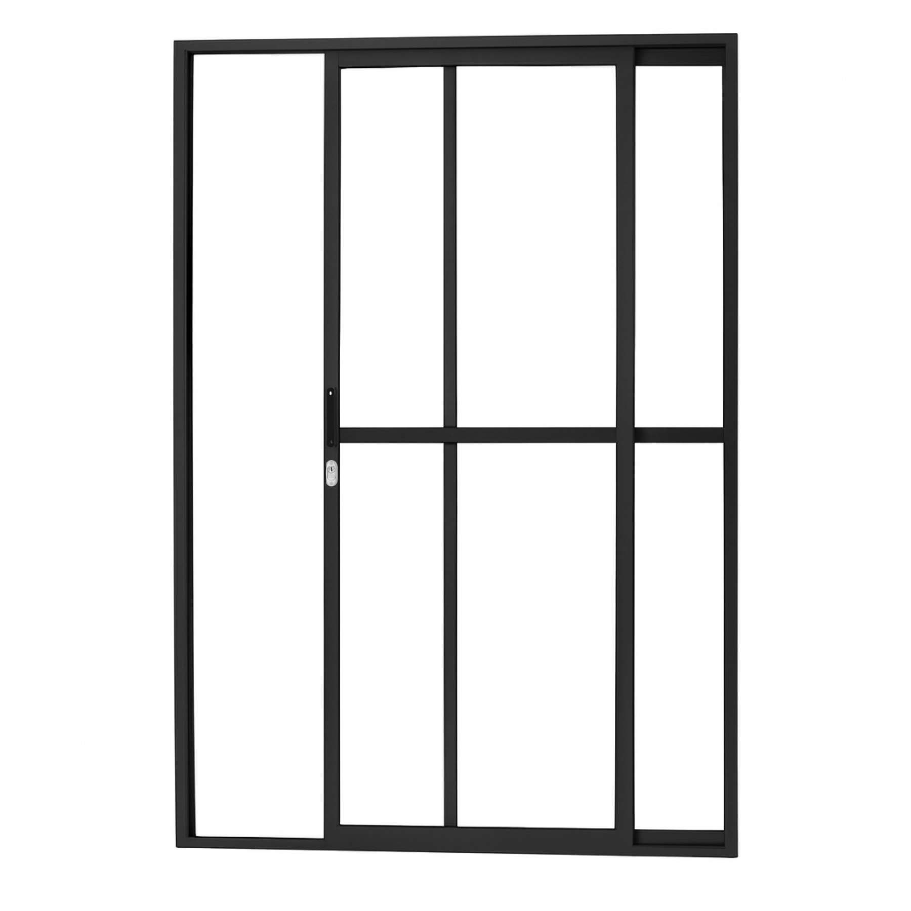 Porta Sacada De Aluminio Preto 2 Folhas Linha 25 Com Fechadura 2,10x1,50