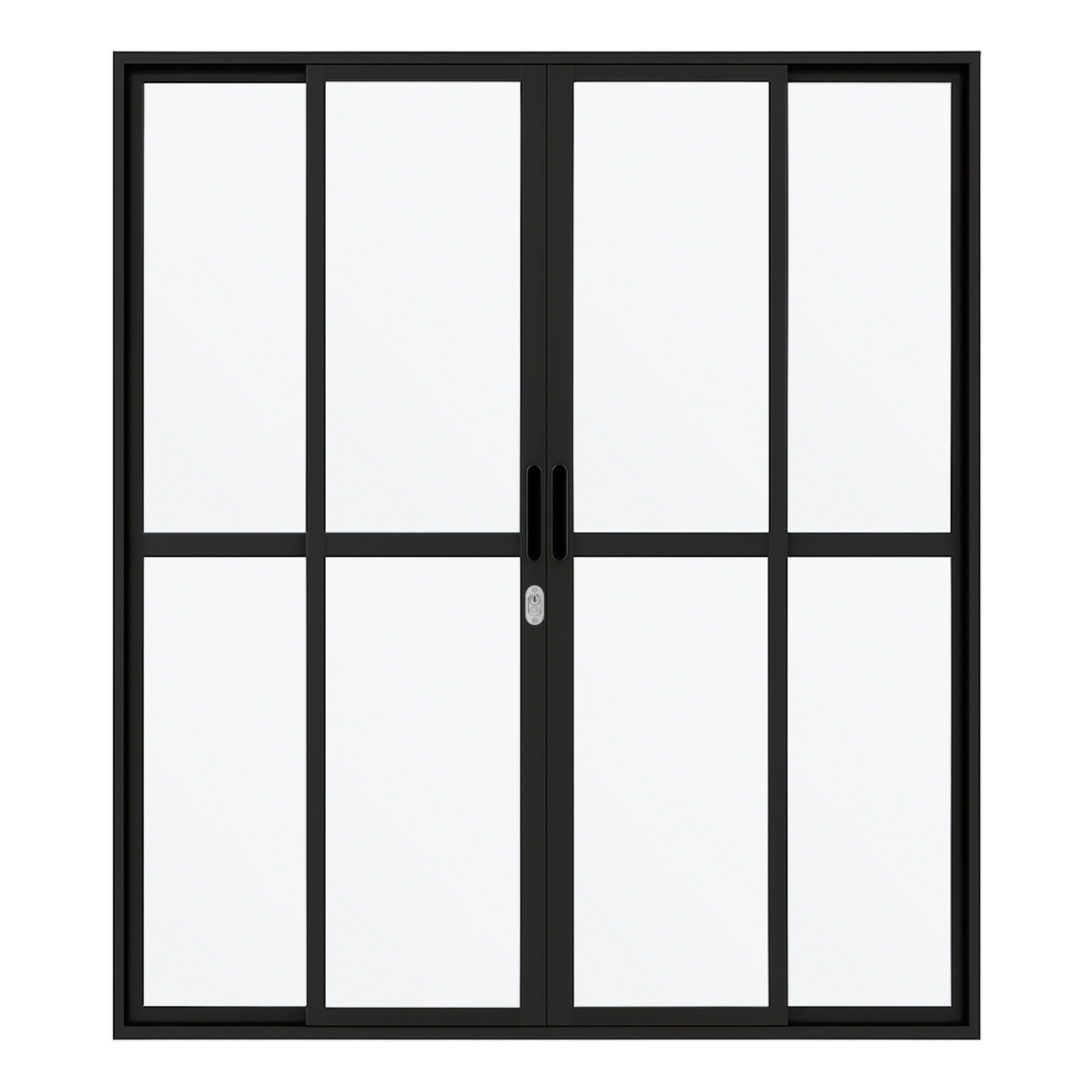 Porta Sacada De Aluminio Preto 4 Folhas Linha 25 Com Fechadura 2,10x1,50