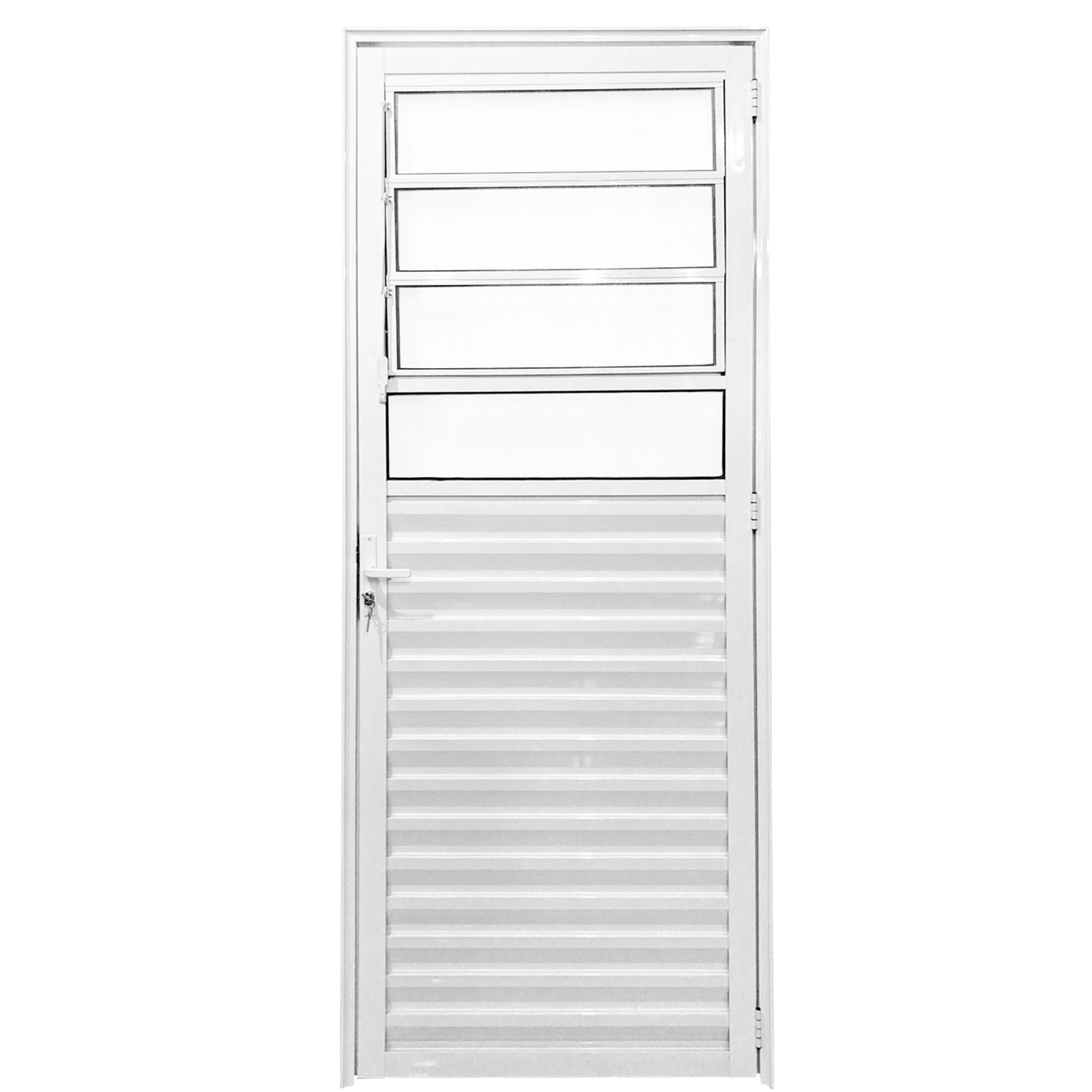 Porta De Aluminio Basculante Branca Linha 25 - 210x70 Direita