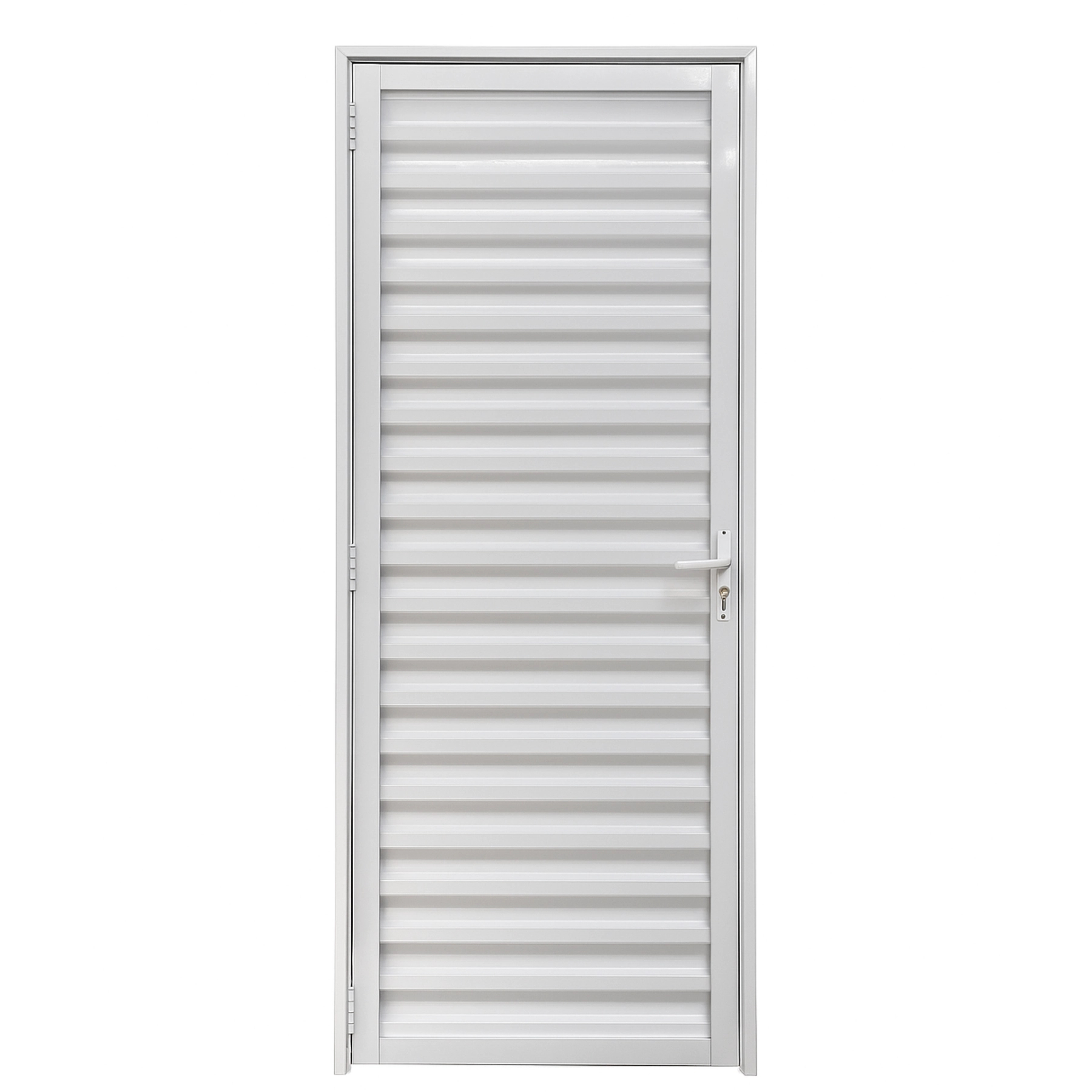 Porta De Aluminio Palheta Branca Ventilada Linha 25 - 210x100 Esquerda