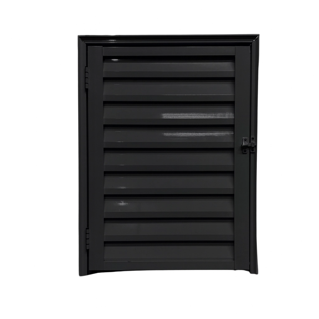 Porta Abrigo Alçapão Portinhola Aluminio Preto 80x80 - Linha 25