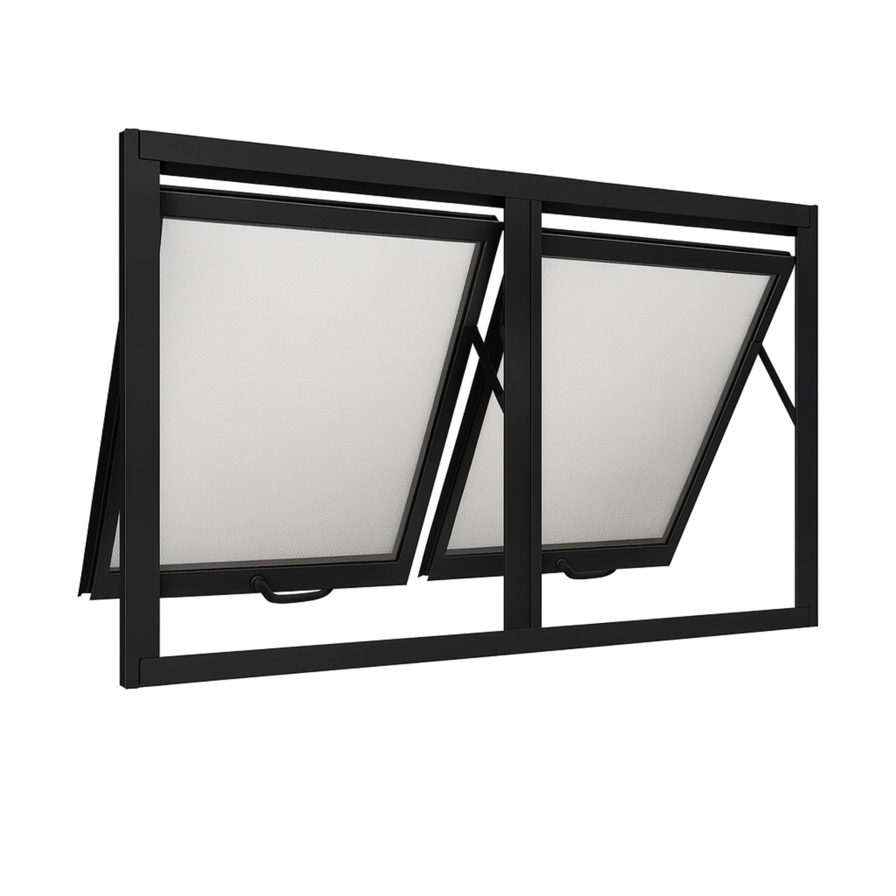 Janela Maxim Ar 2 Seções Aluminio Preto Linha 25 - 40x180