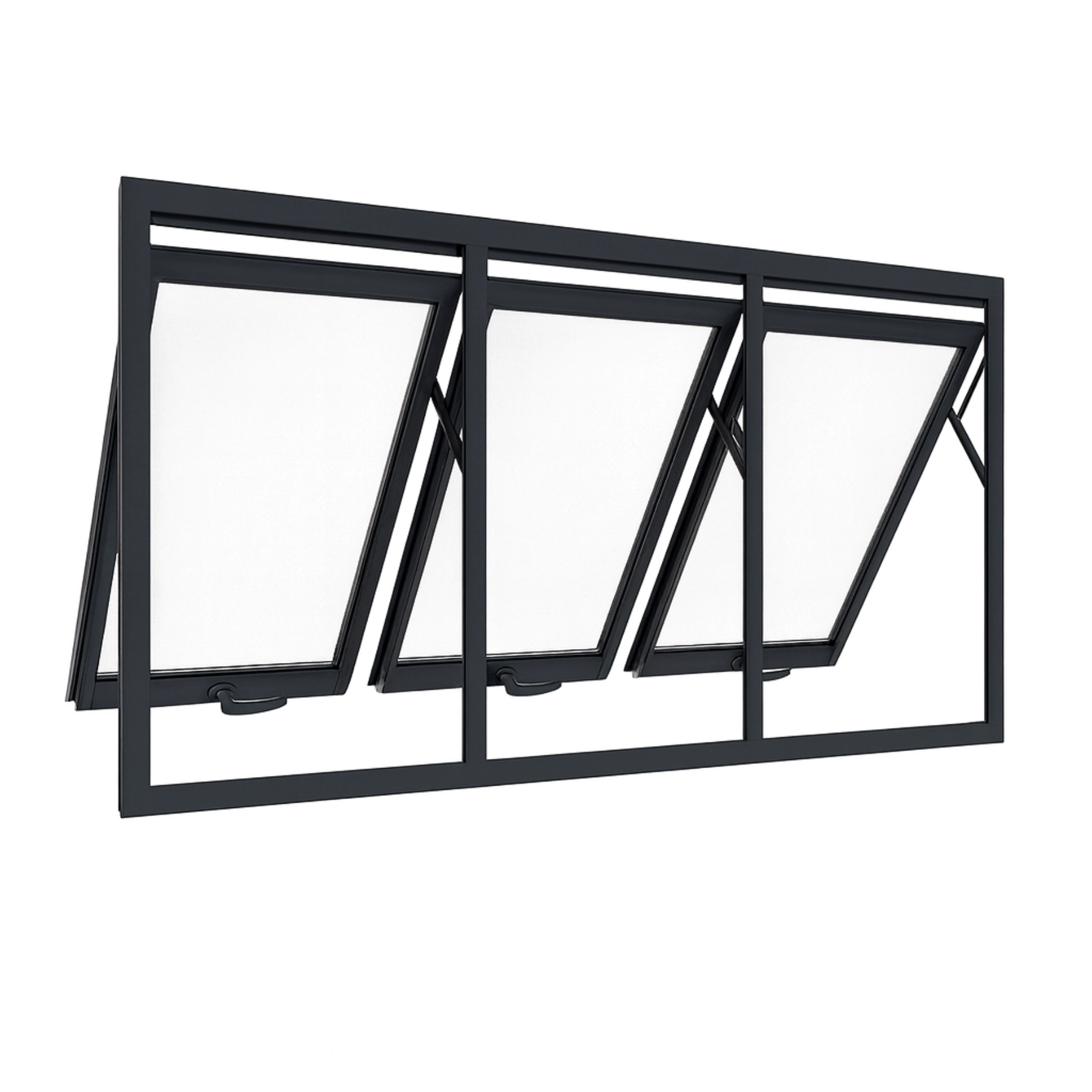 Janela Maxim Ar 3 Seções Aluminio Preto Linha 25 - 100x180