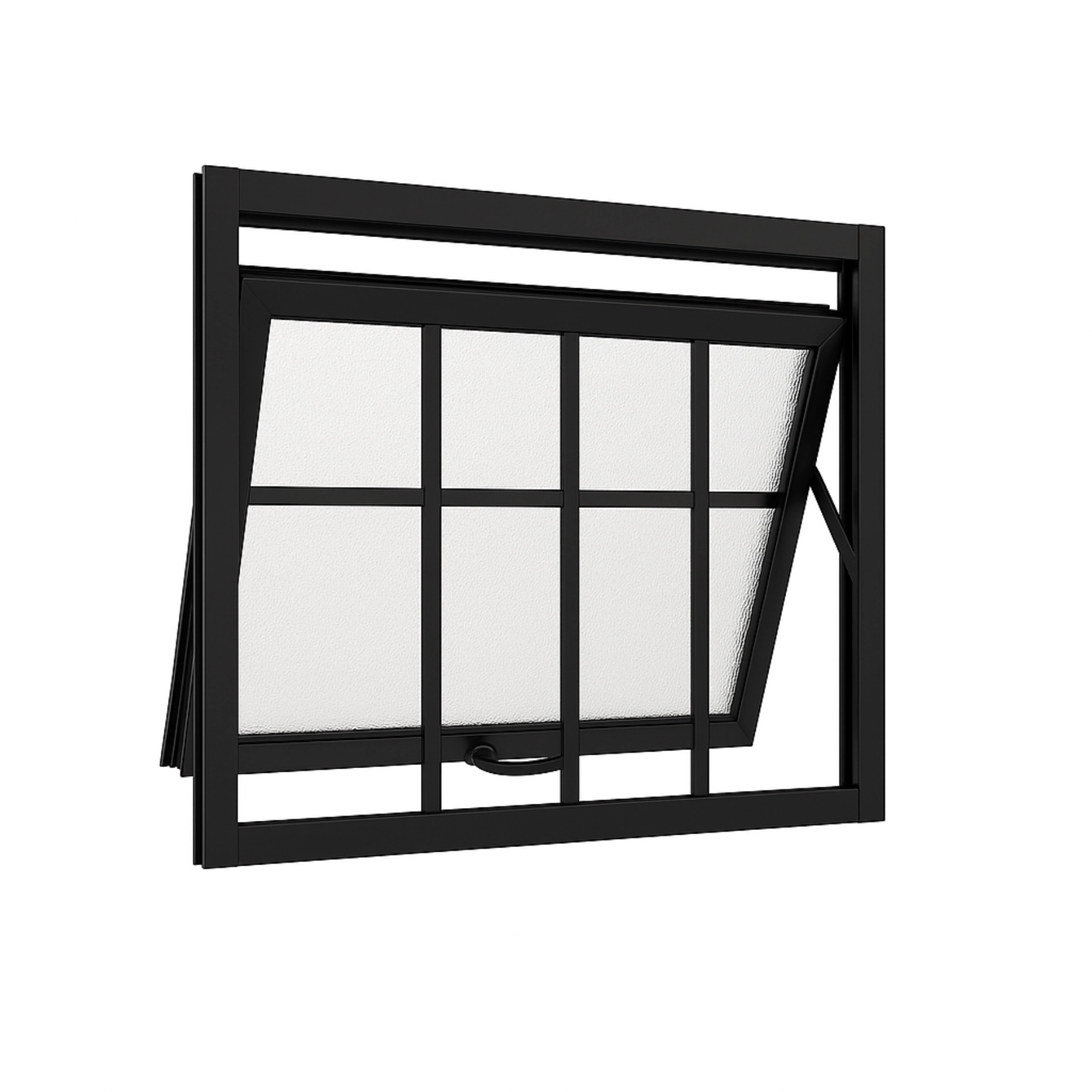 Janela Maxim Ar 1 Seção Aluminio Preto Com Grade Linha 25 - 80x40