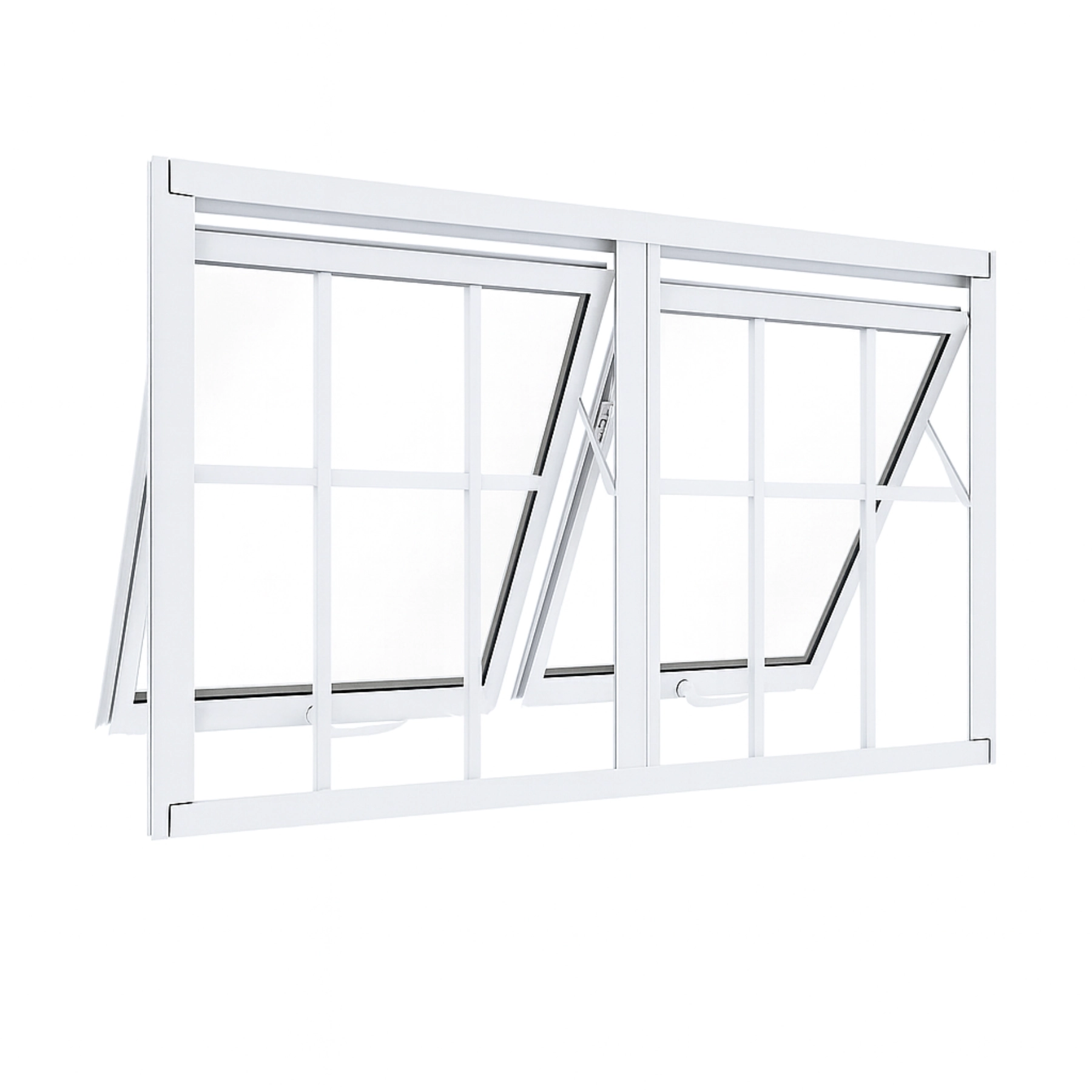 Janela Maxim Ar 2 Seções Aluminio Branco Com Grade Linha 25 - 60x180