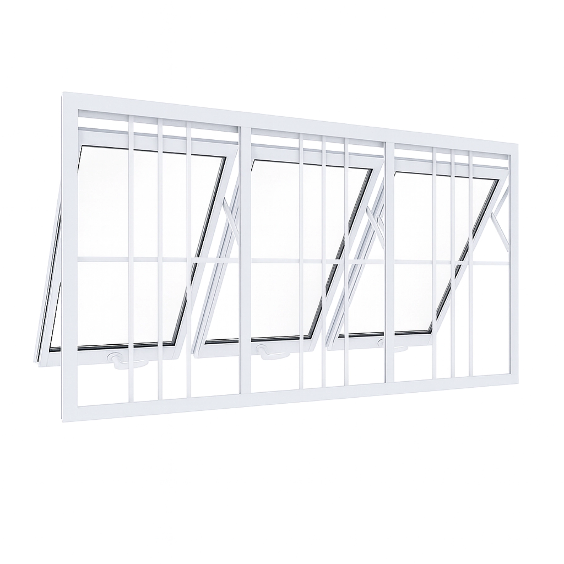 Janela Maxim Ar 3 Seções Aluminio Branco Com Grade Linha 25 - 100x200