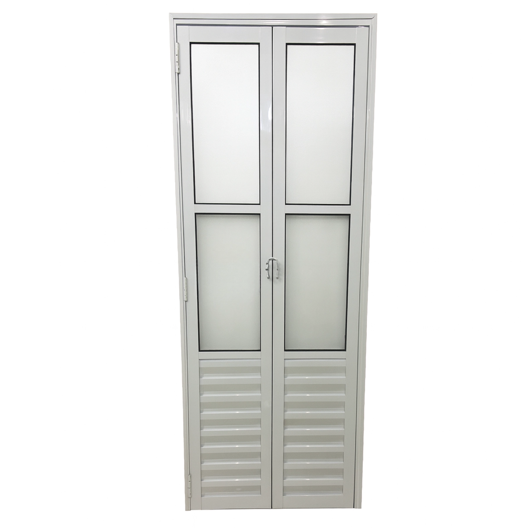 Porta Camarão Palheta Com Vidro Aluminio Branco Linha 25 - 210x90 Esquerda