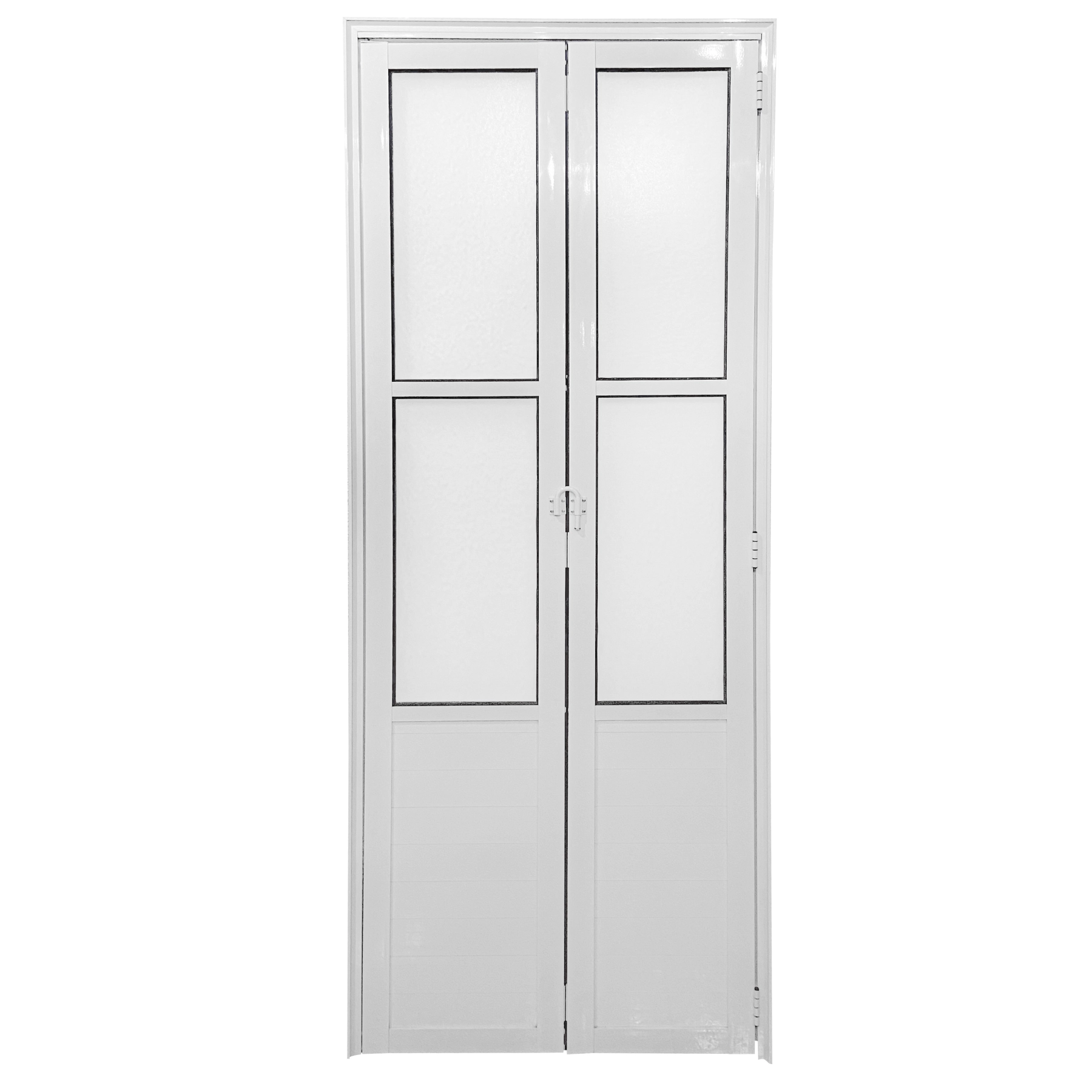 Porta Camarão Lambril Com Vidro Aluminio Branco Linha 25 - 210x90 Direita