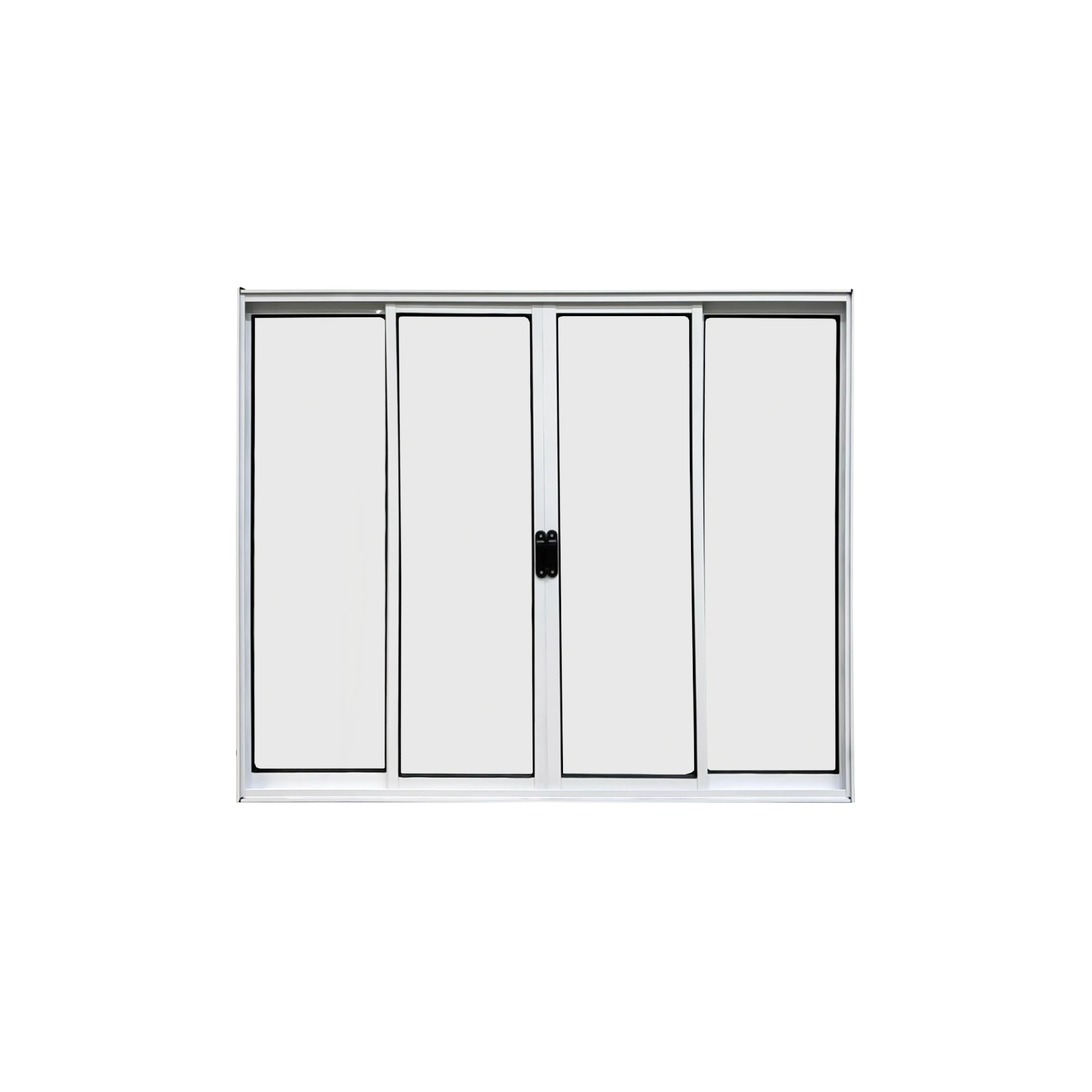 Vitrô 4 Folhas De Correr Aluminio Branco 1,00x1,00 Linha 18 Modular