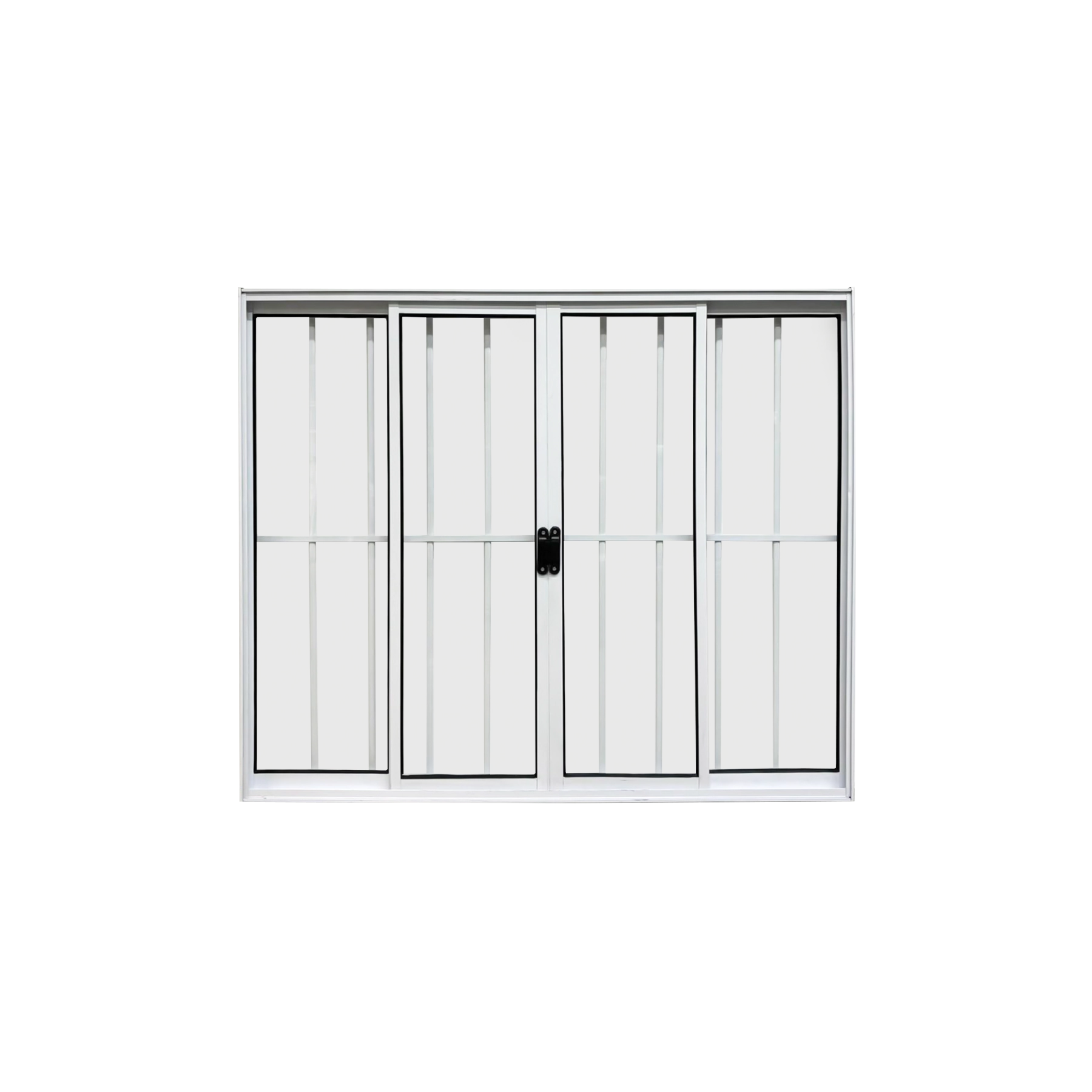 Vitrô 4 Folhas De Correr Aluminio Branco Com Grade 1,20x1,50 Linha 18 Modular