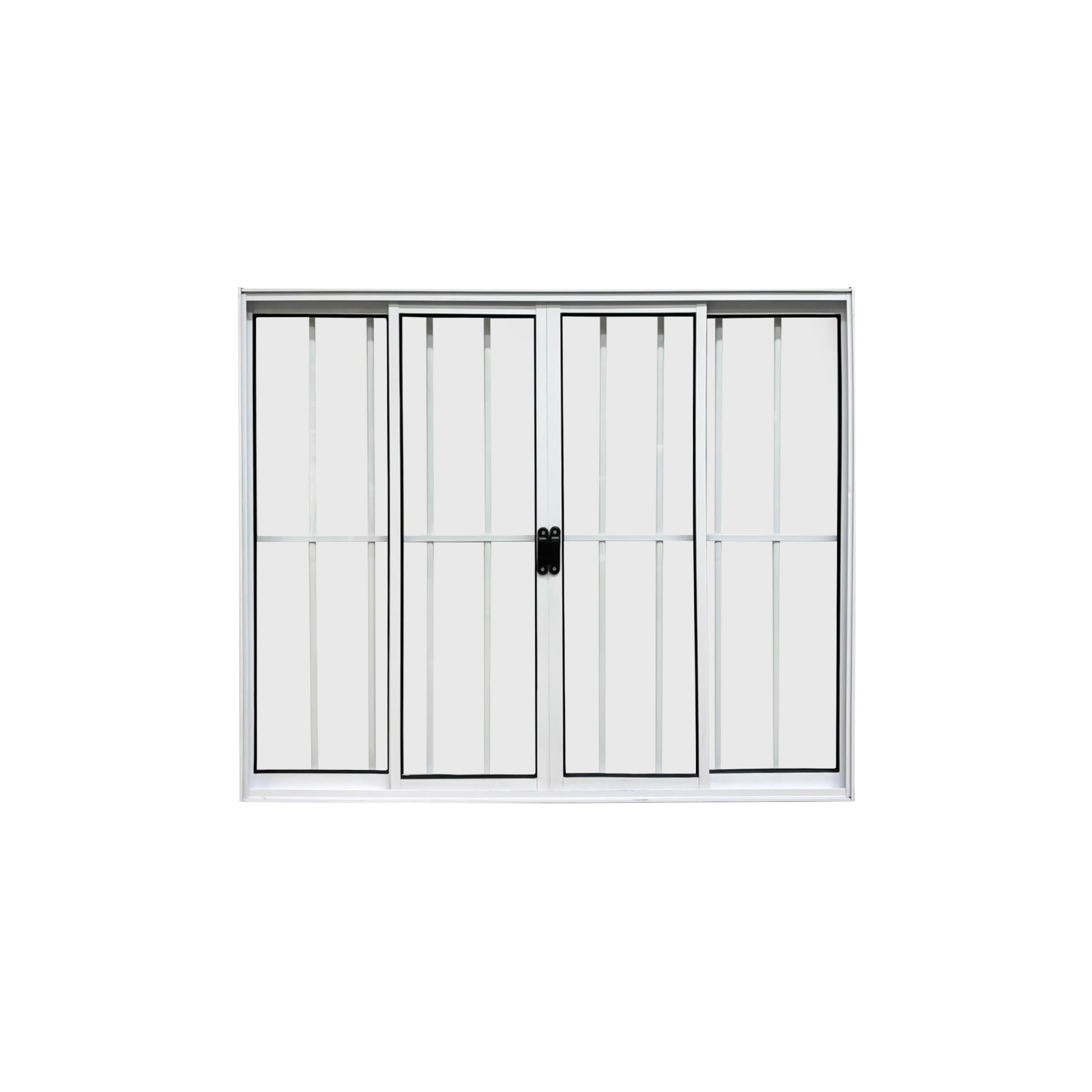 Vitrô 4 Folhas De Correr Aluminio Branco Com Grade 1,20x2,00 Linha 18 Modular