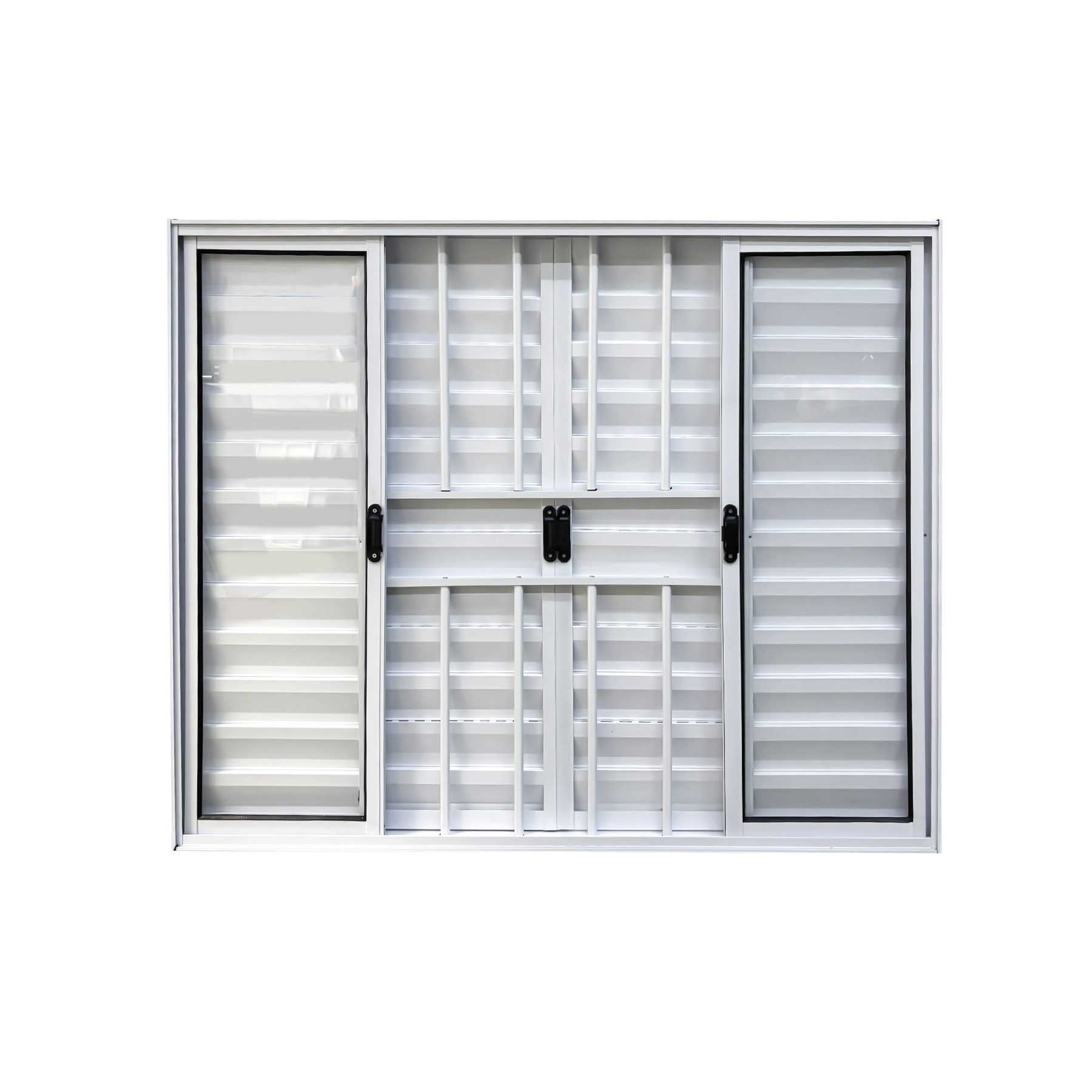 Veneziana 6 Folhas Aluminio Branco Com Grade 1,00x1,80 Linha 18 Modular
