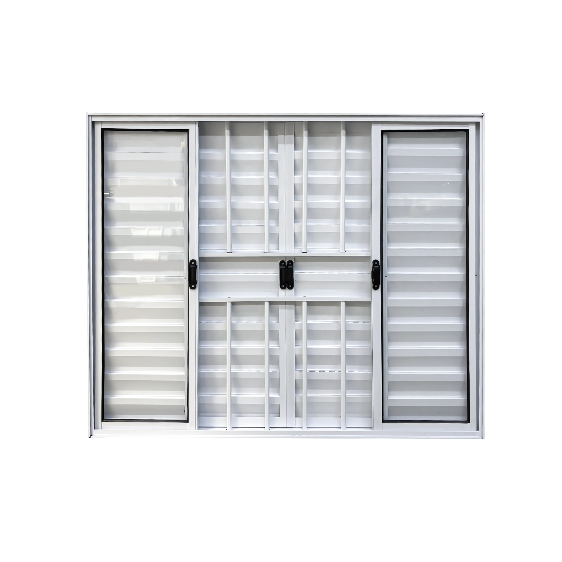 Veneziana 6 Folhas Aluminio Branco Com Grade 1,20x2,00 Linha 18 Modular