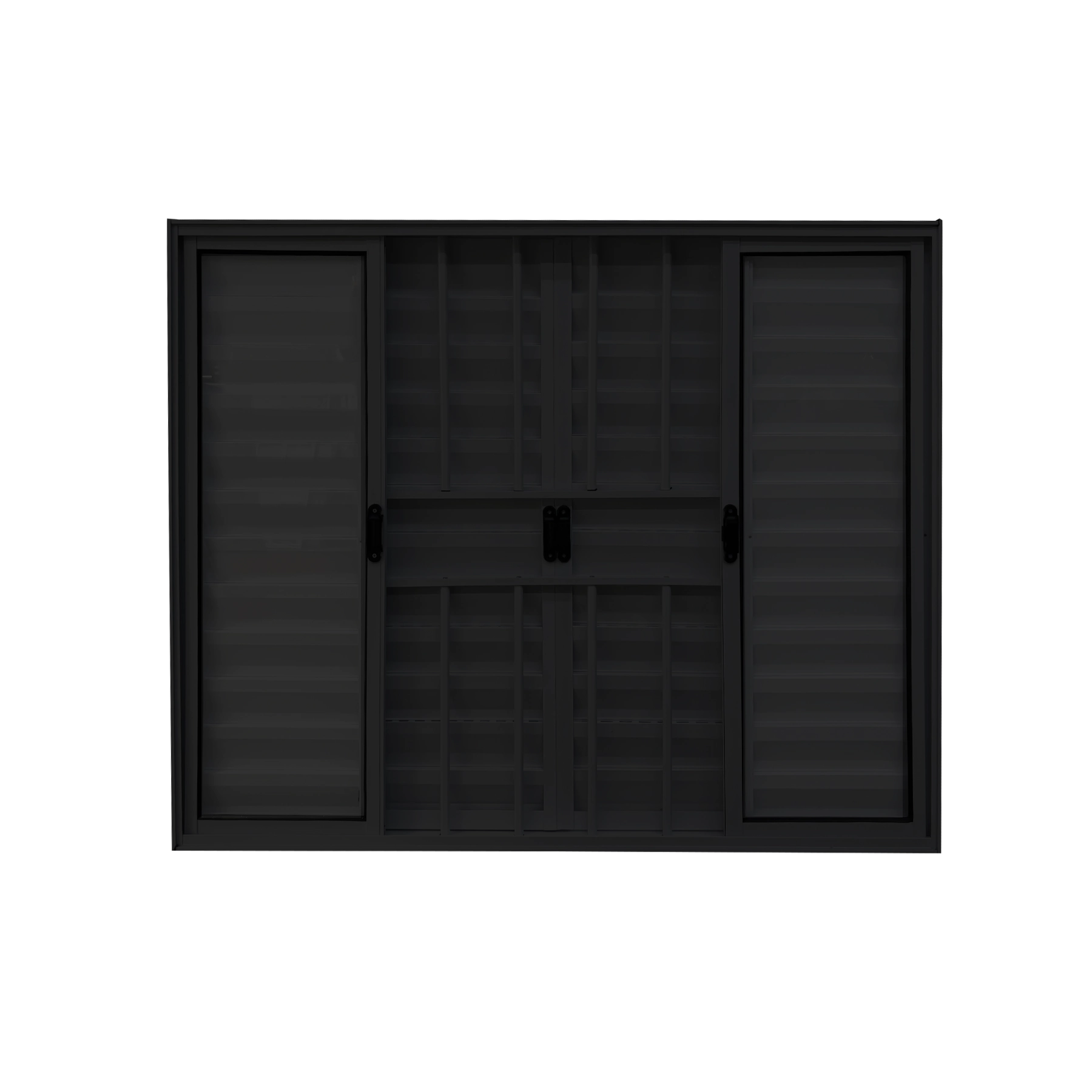 Veneziana 6 Folhas Aluminio Preto Com Grade 1,20x1,50 Linha 18 Modular