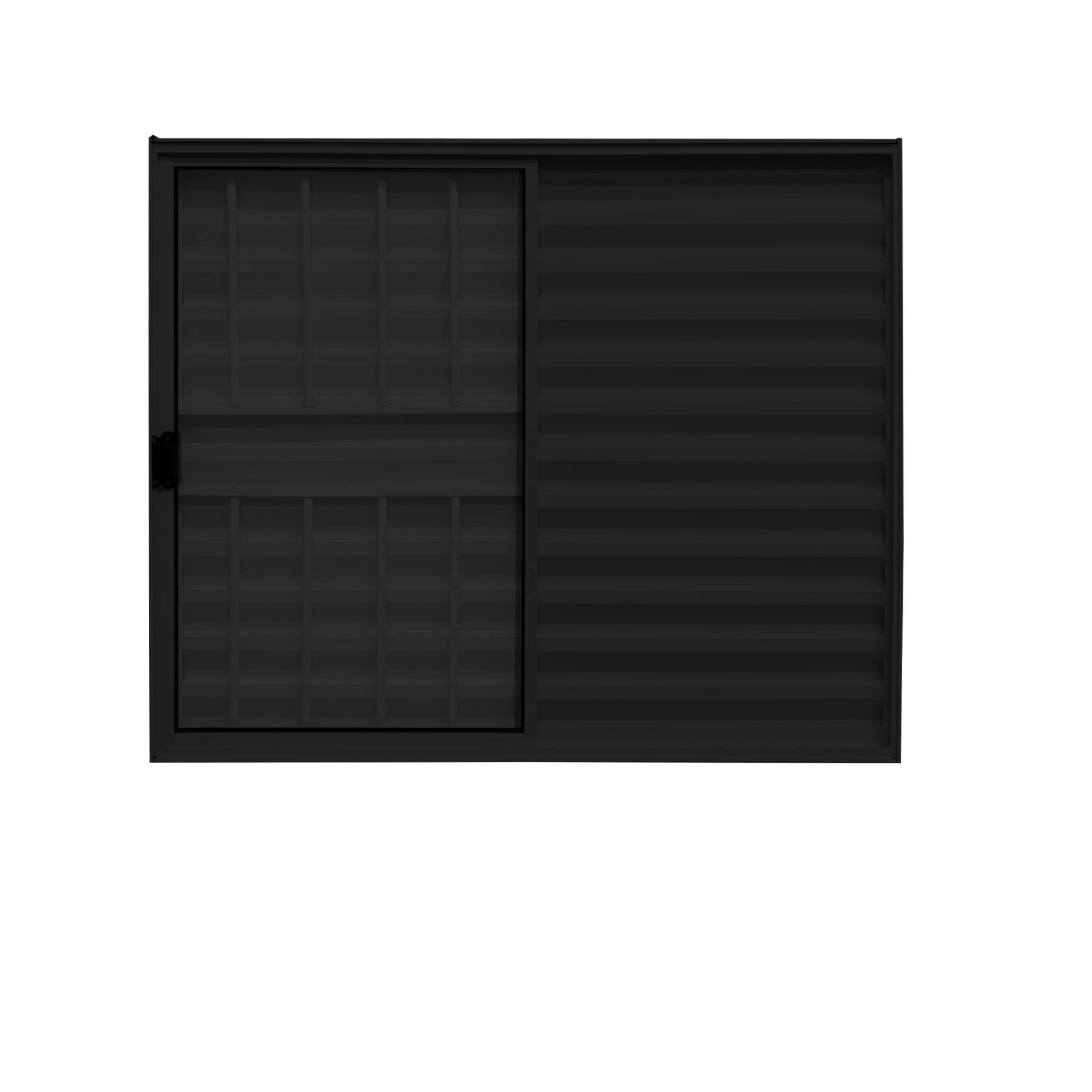 Veneziana 3 Folhas Aluminio Preto Com Grade 1,00x1,50 Linha 18 Modular