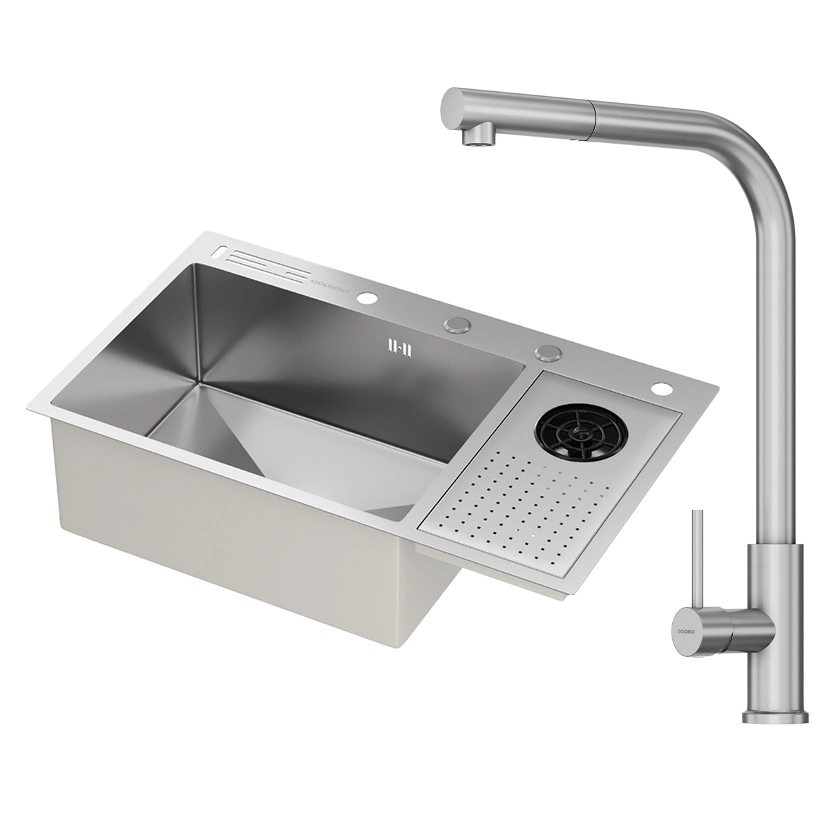 Kit Cuba Gourmet Zurique Aço Inox 304 E Torneira Gourmet Toronto Aço Inox Goldenx