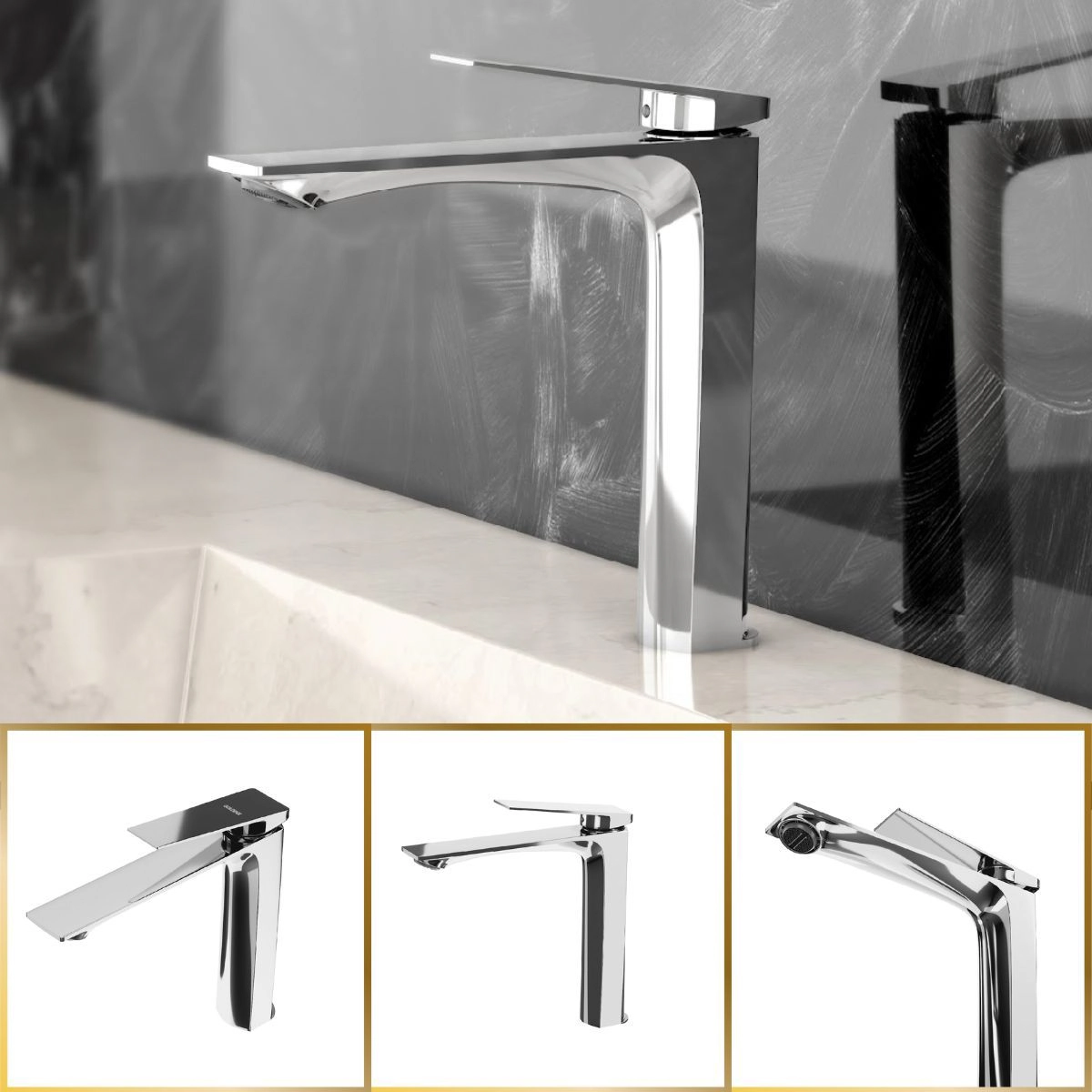 Torneira Banheiro Cromado Baixo Atenas100% Metal Premium Quente E Frio